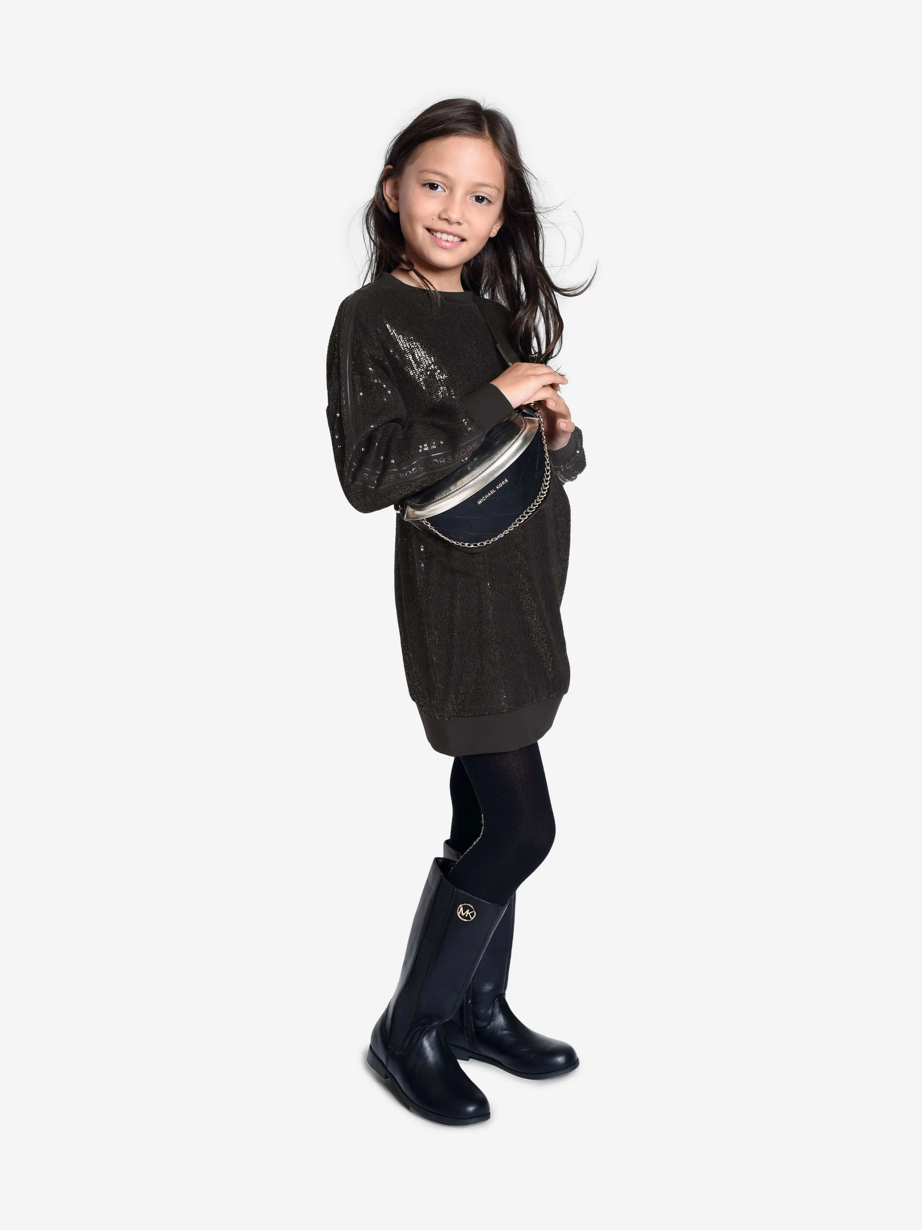 Michael Kors Mädchen Paillettenkleid in Schwarz