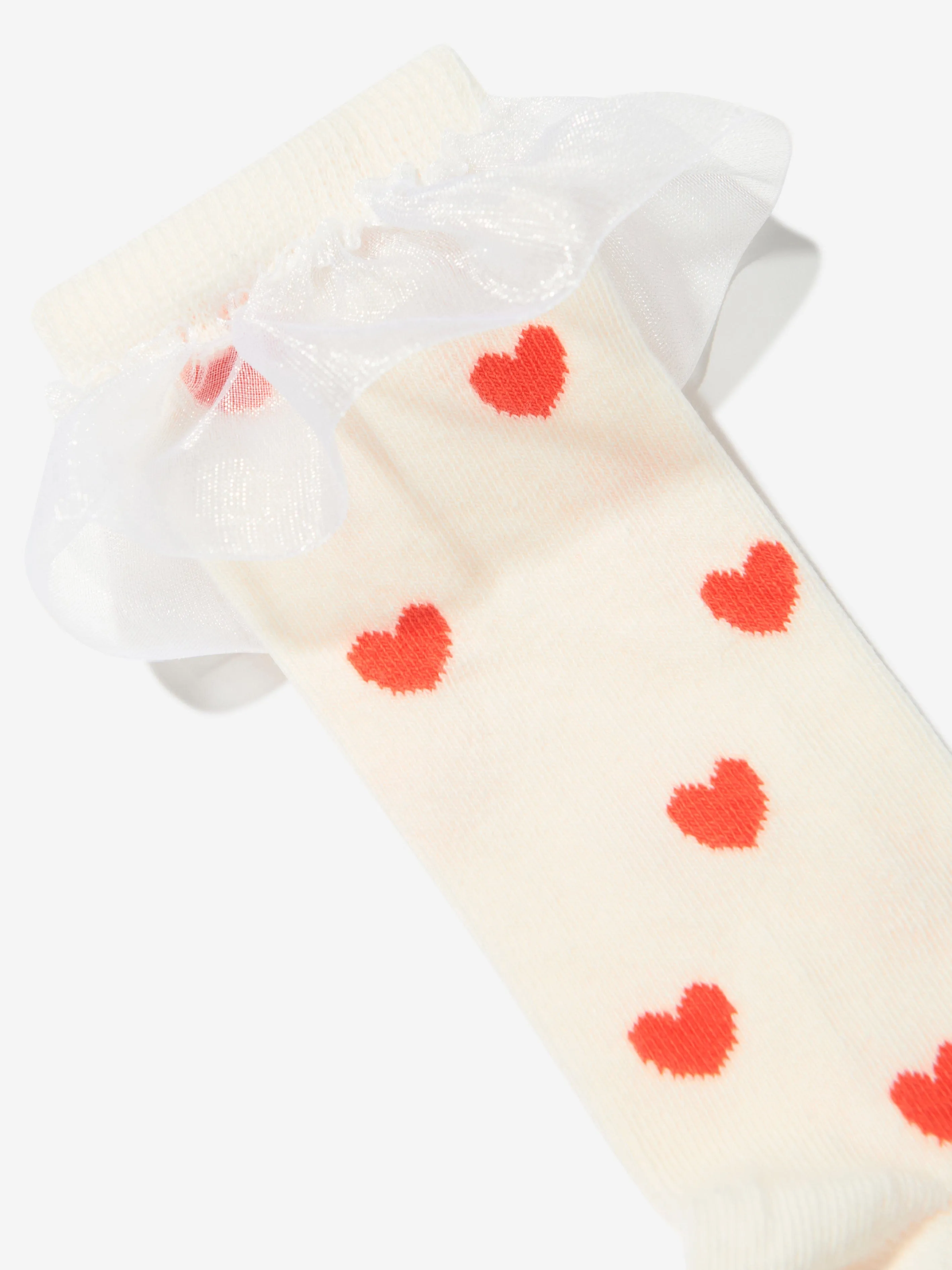 Mini Rodini Mädchen Herzen Rüschen Socken in Weiß