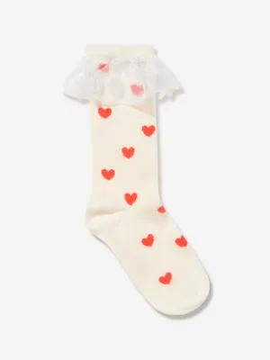 Mini Rodini Mädchen Herzen Rüschen Socken in Weiß