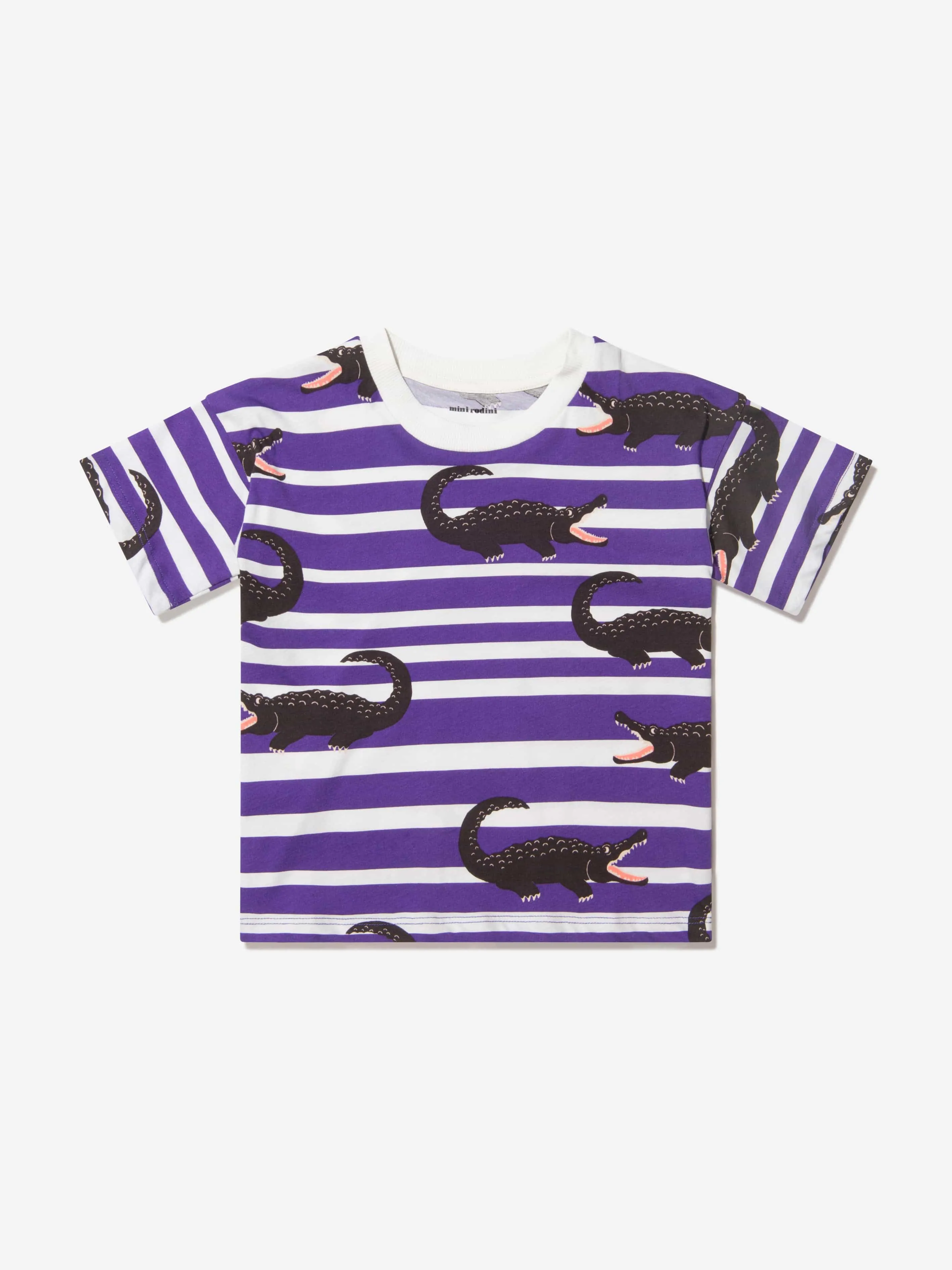 Mini Rodini Mädchen Bio-Baumwolle Gestreiftes Krokodil T-Shirt