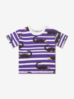 Mini Rodini Mädchen Bio-Baumwolle Gestreiftes Krokodil T-Shirt