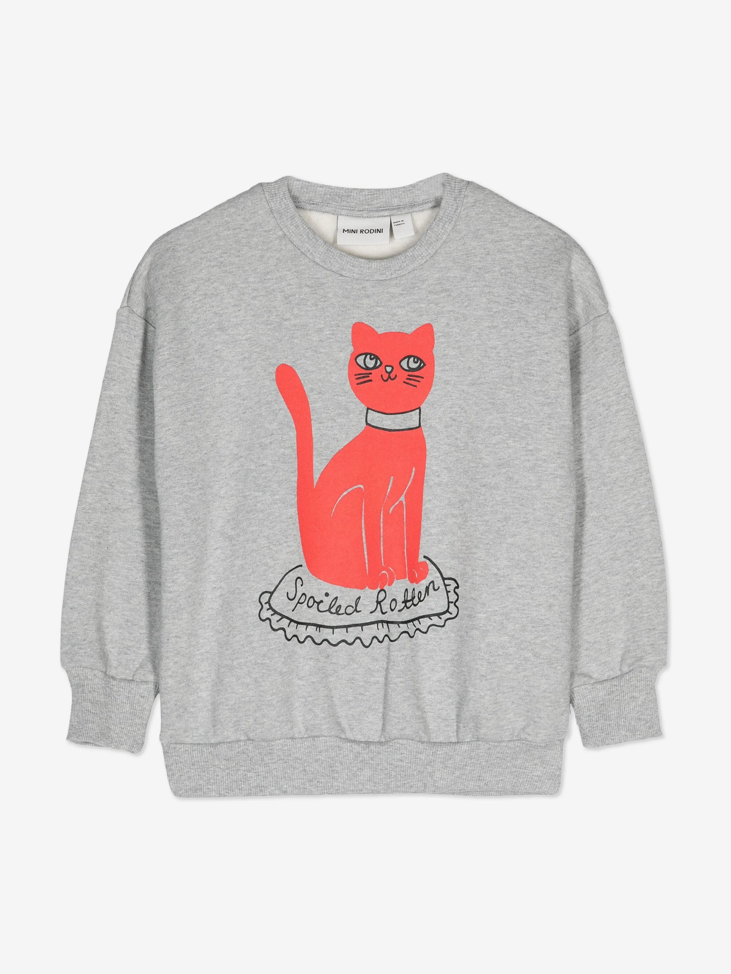 Mini Rodini Kinder Katzen Sweatshirt in Grau