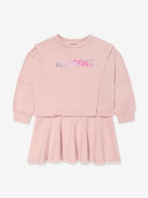 Missoni Girls Logo Pulloverkleid in Rosa