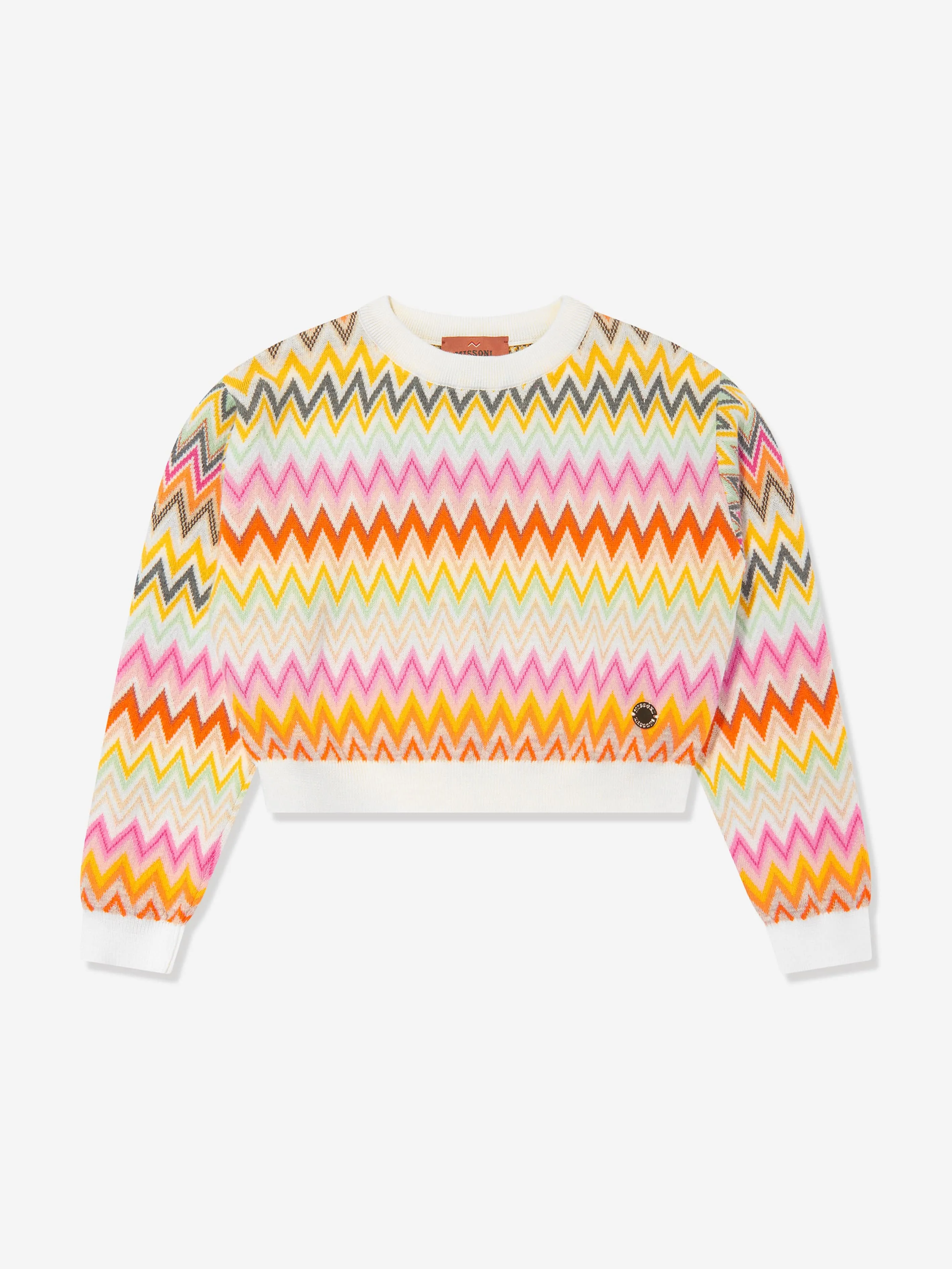 Missoni Mädchen Wollpullover mit Zickzack-Muster in Mehrfarben