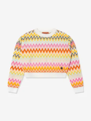 Missoni Mädchen Wollpullover mit Zickzack-Muster in Mehrfarben
