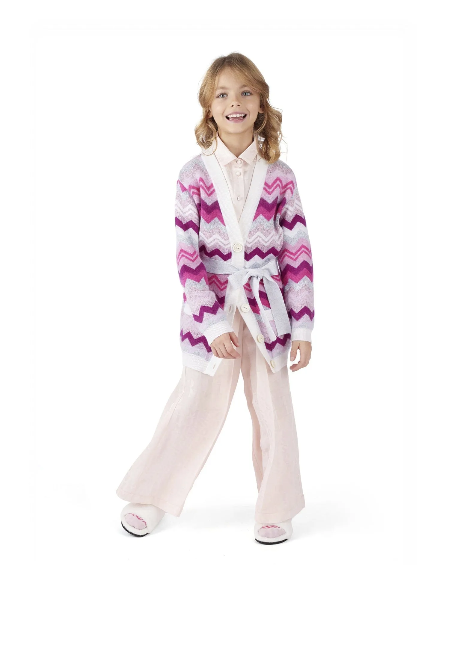 Missoni Girls Zickzack-Cardigan in Rosa