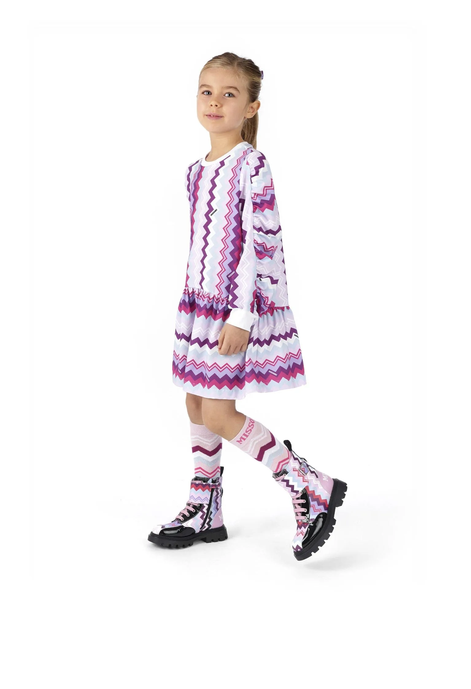 Missoni Mädchen Zickzack-Kleid in Rosa