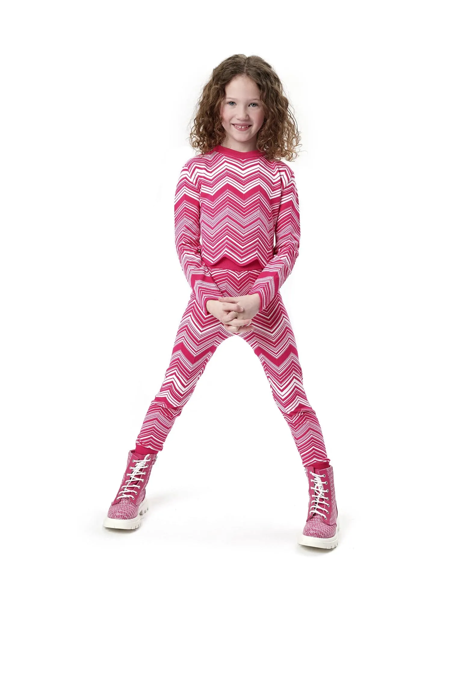 Missoni Mädchen Zickzack Strick-Leggings in Rosa
