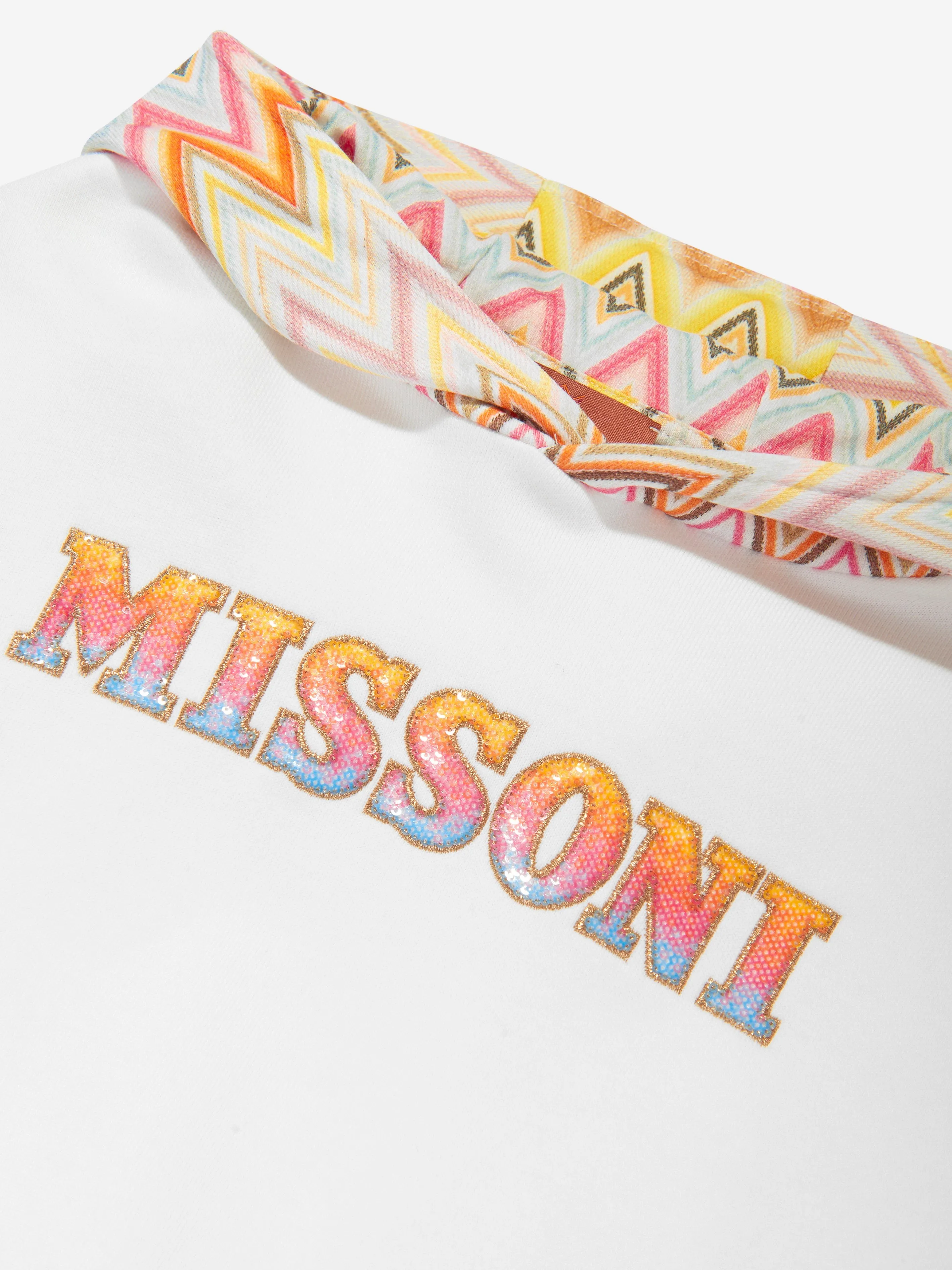 Missoni Girls Zickzack-Logo Kapuzenpullover in Elfenbein