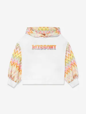 Missoni Girls Zickzack-Logo Kapuzenpullover in Elfenbein