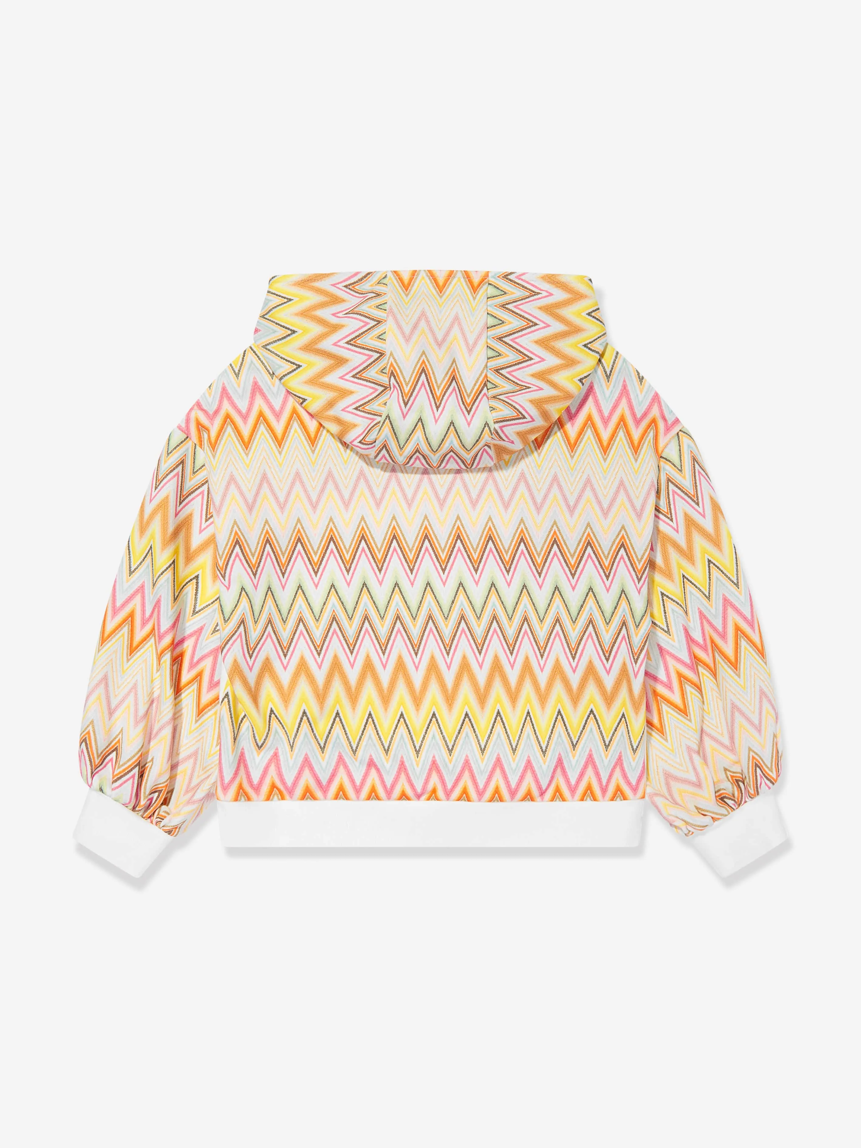 Missoni Girls Zickzack-Logo Kapuzenpullover in Elfenbein