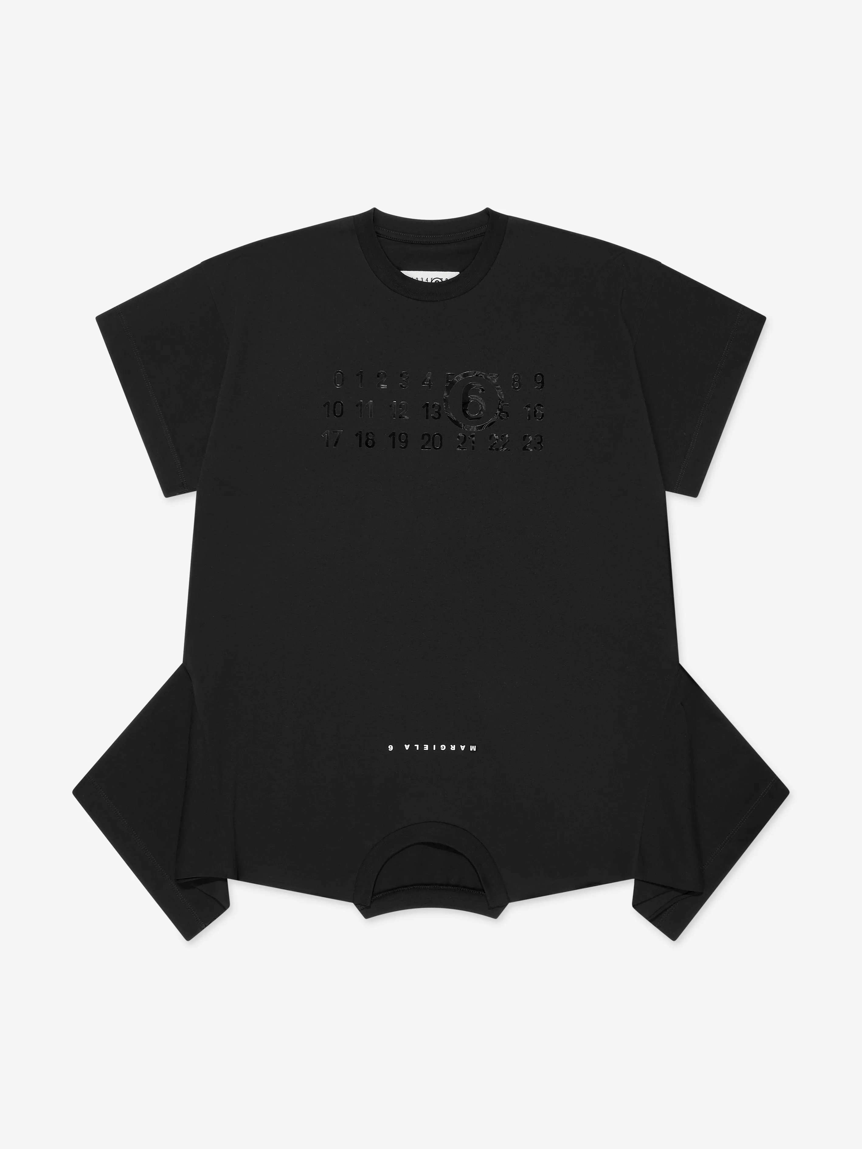 MM6 Maison Margiela Mädchen Asymmetrisches T-Shirt-Kleid in Schwarz