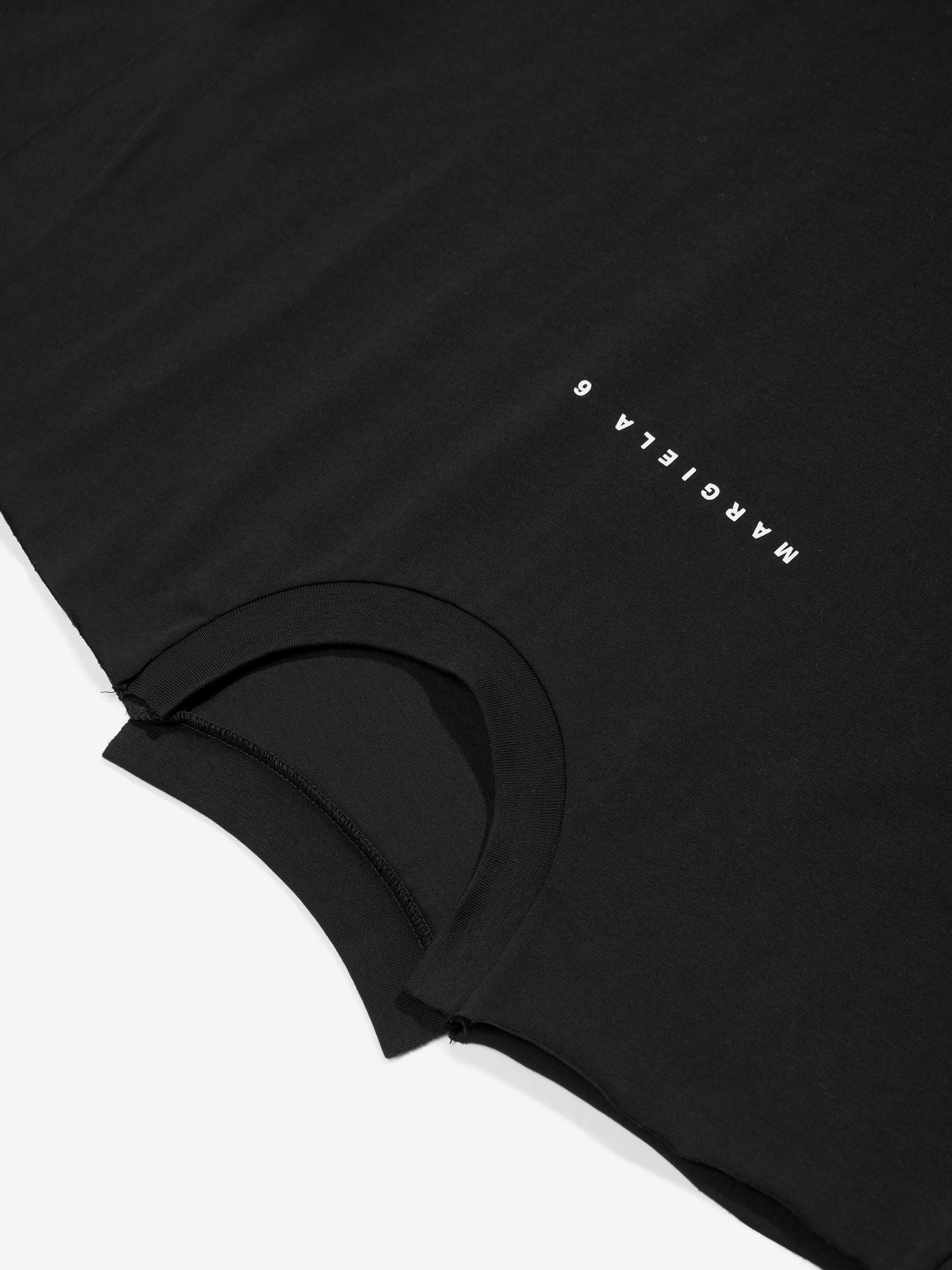 MM6 Maison Margiela Mädchen Asymmetrisches T-Shirt-Kleid in Schwarz