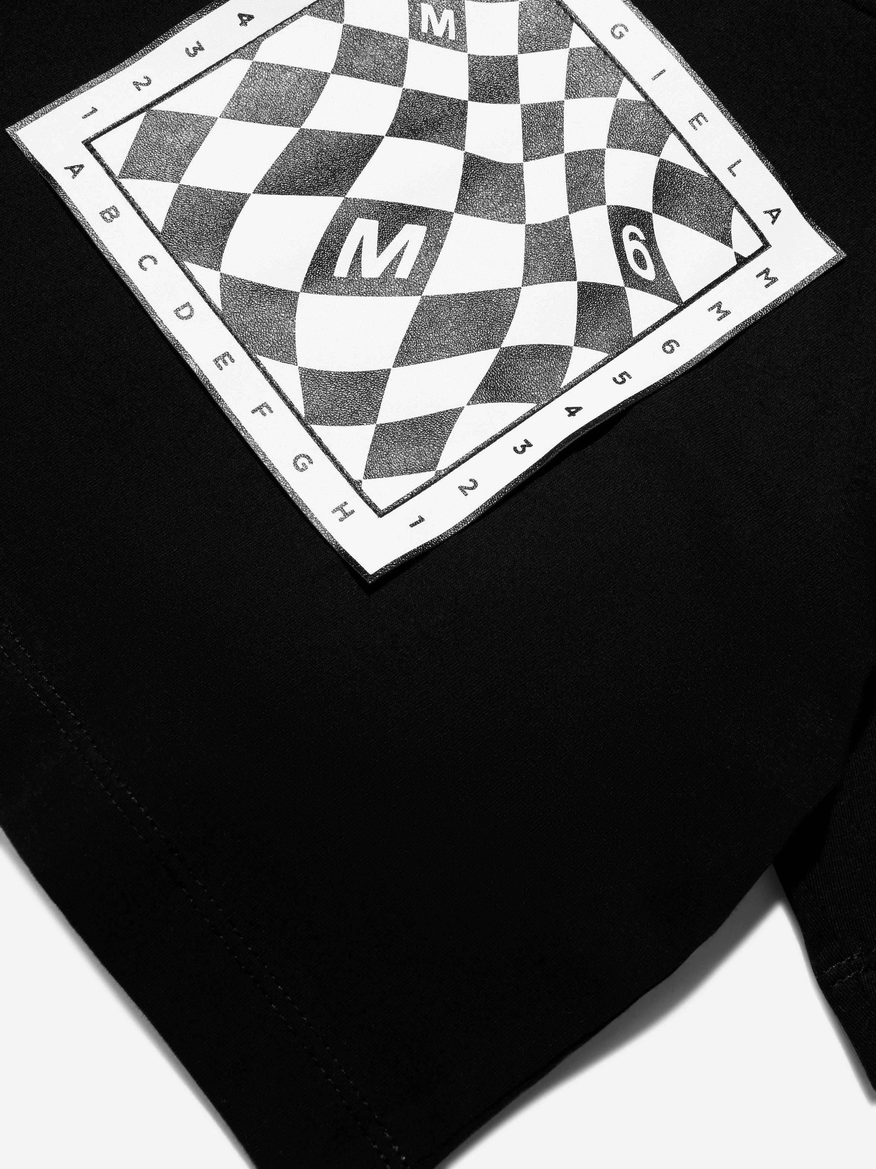 MM6 Maison Margiela Kids Cropped Logo Print T-Shirt in Schwarz