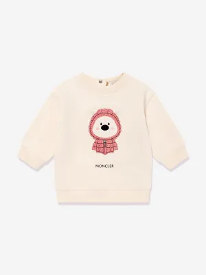 Moncler Enfant Baby Mädchen Bären Sweatshirt in Creme