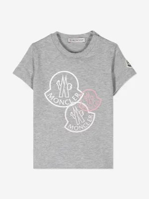 Moncler Enfant Baby Girls Logo-T-Shirt in Grau