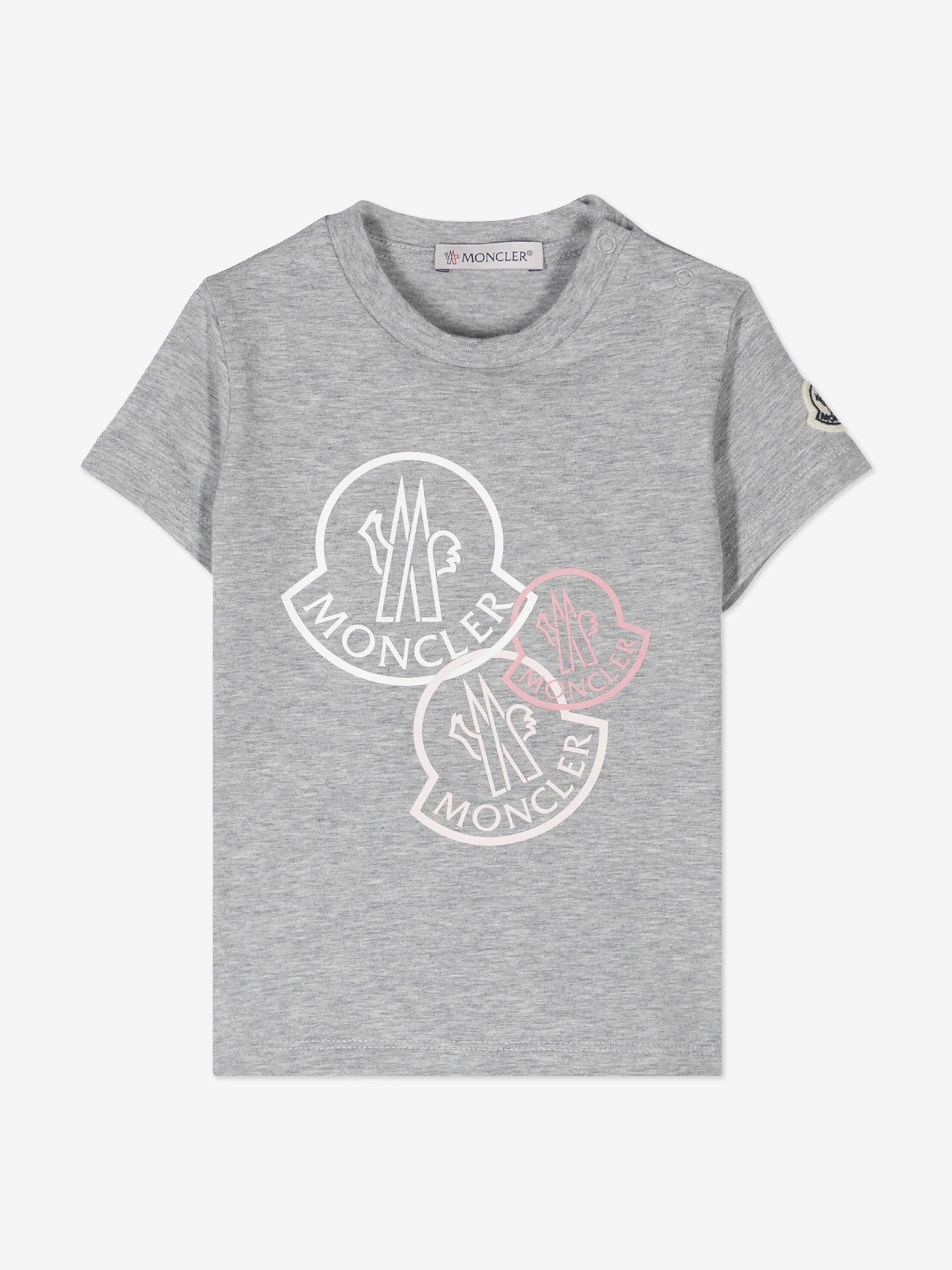 Moncler Enfant Baby Girls Logo-T-Shirt in Grau