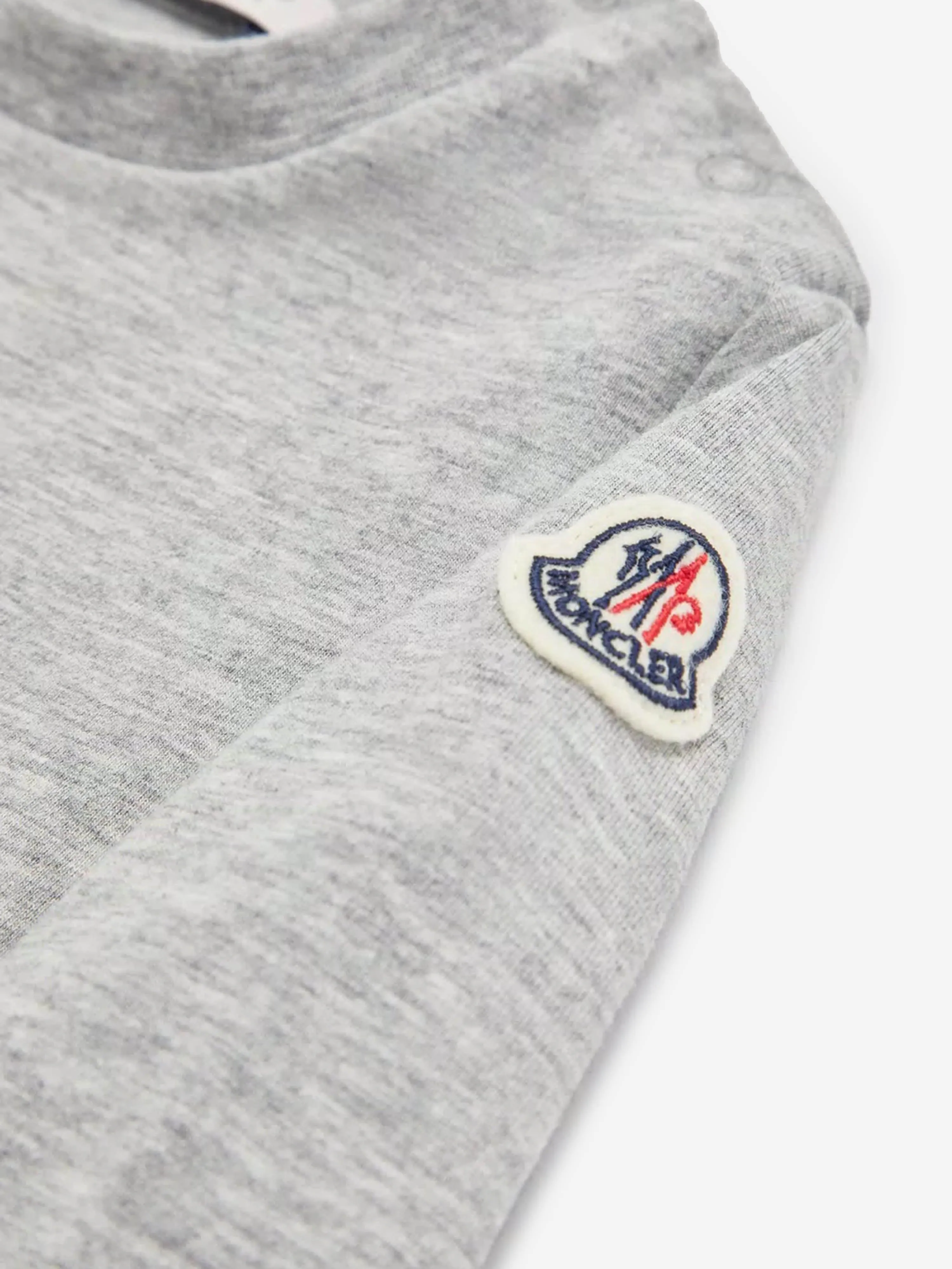Moncler Enfant Langarm-Logo-T-Shirt für Baby-Mädchen in Grau