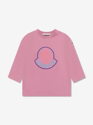 Moncler Enfant Langarm-Logo-T-Shirt für Baby-Mädchen in Rosa