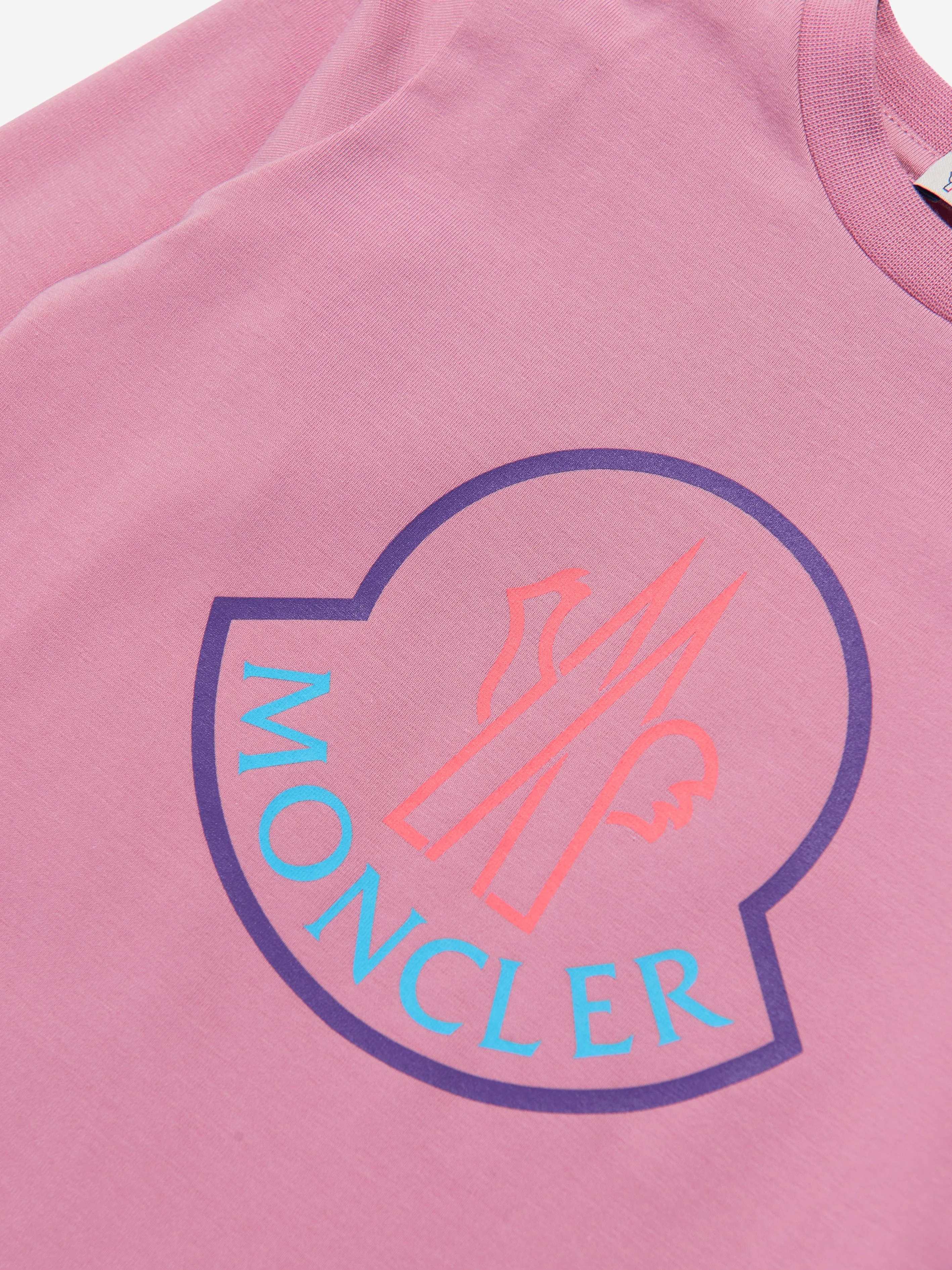 Moncler Enfant Langarm-Logo-T-Shirt für Baby-Mädchen in Rosa
