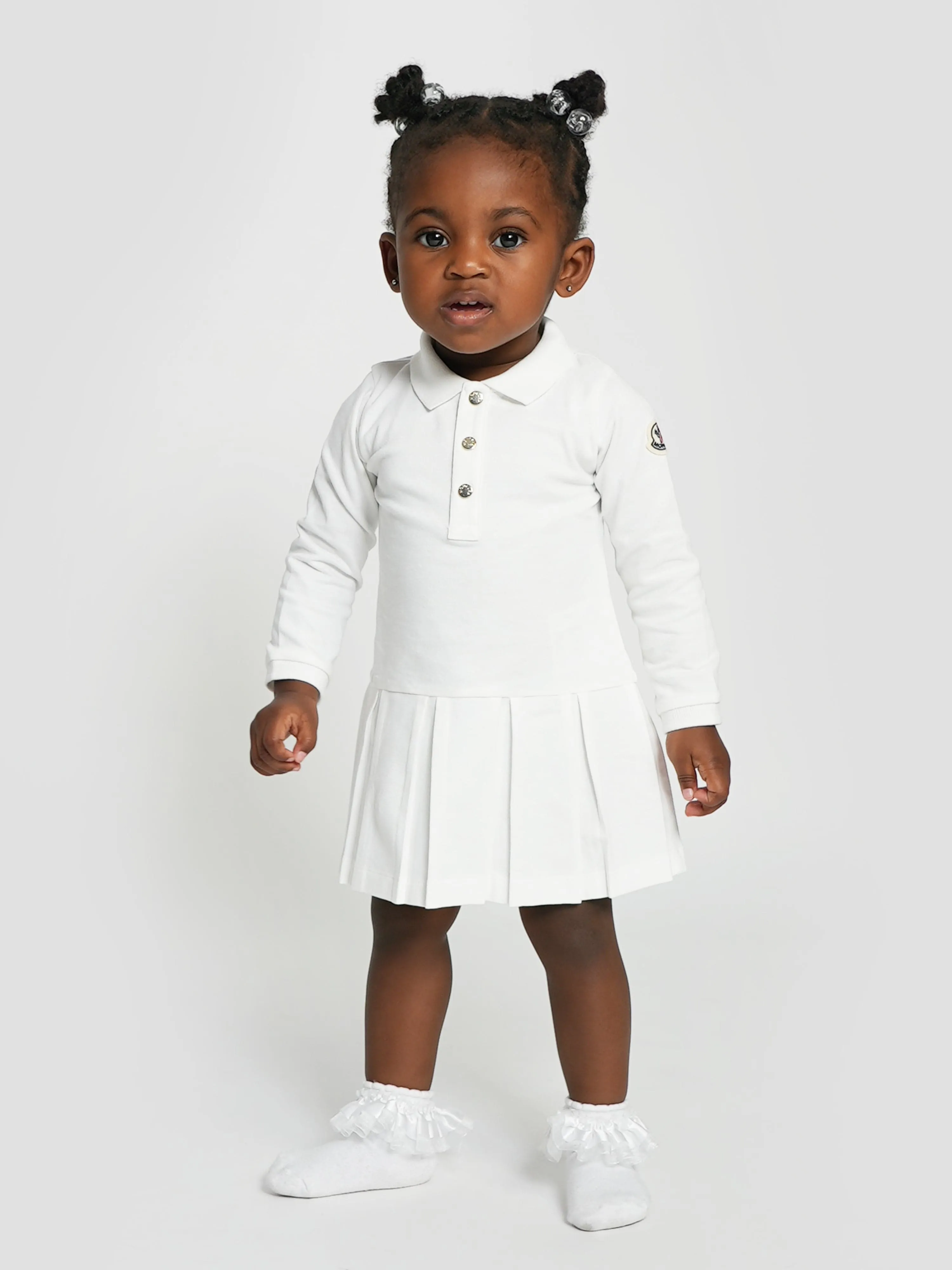 Moncler Enfant Baby Girls Polo-Kleid in Elfenbein