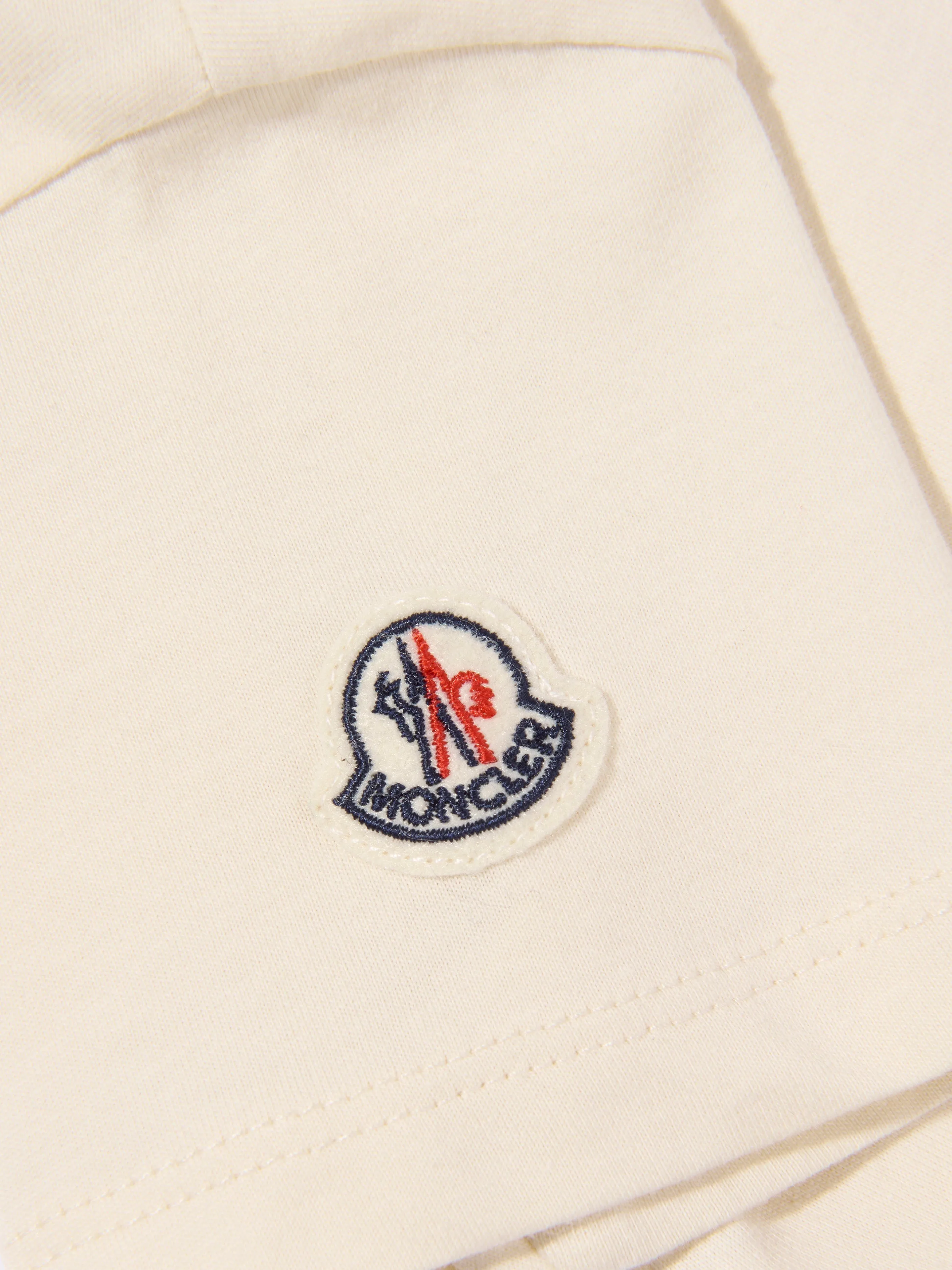 Moncler Enfant Mädchen Bären-Motiv Logo T-Shirt in Elfenbein