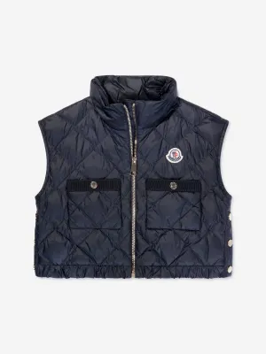 Moncler Enfant Mädchen Daunengefütterte Garonna Weste in Marine