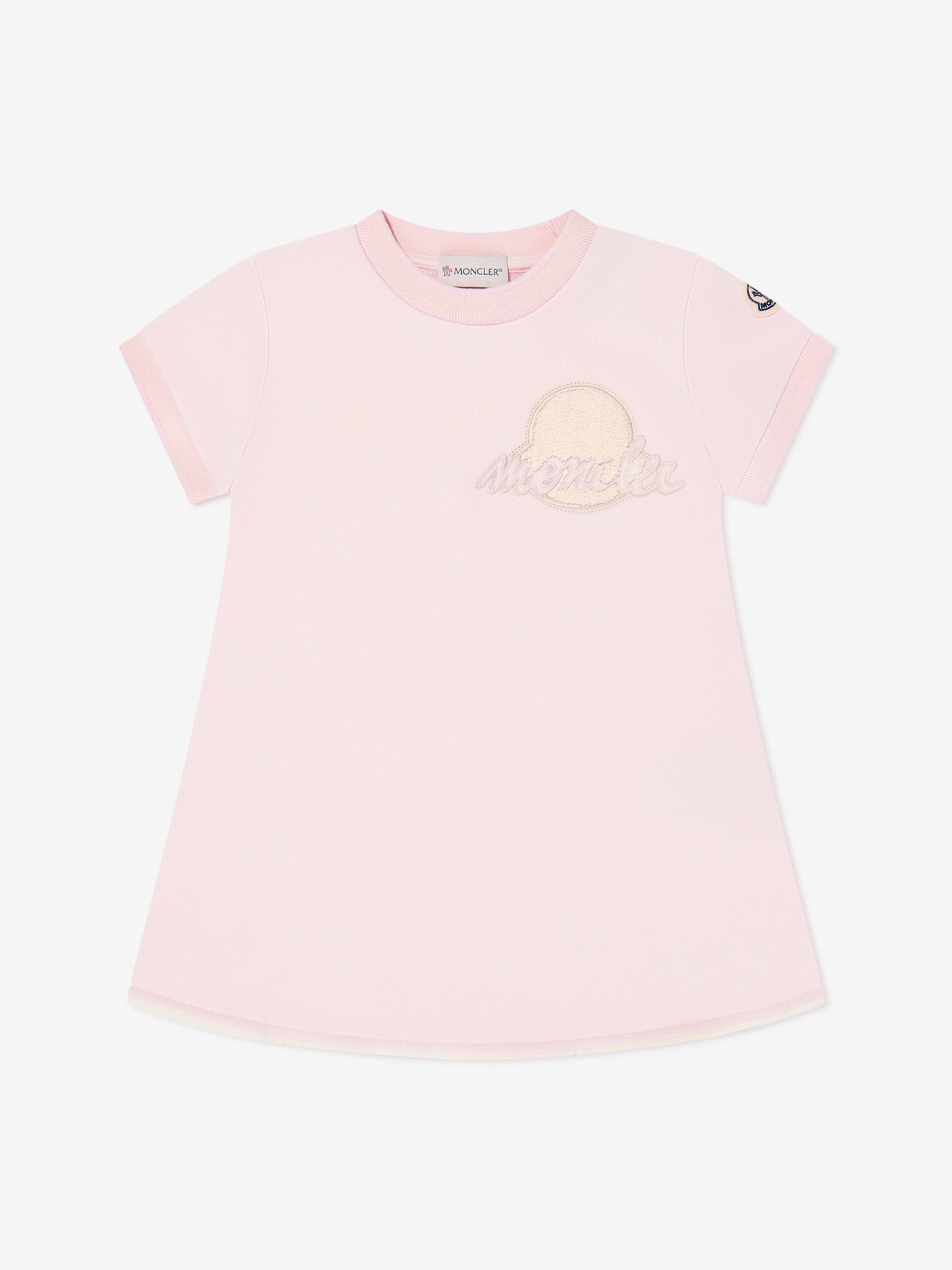 Moncler Enfant Mädchen Fit-and-Flare-Logo-Kleid in Rosa