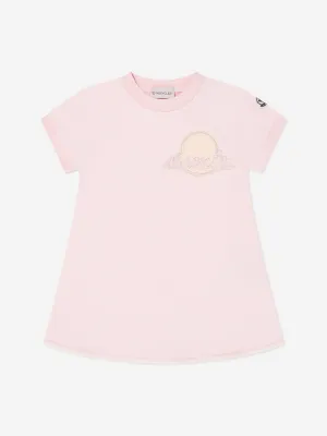 Moncler Enfant Mädchen Fit-and-Flare-Logo-Kleid in Rosa