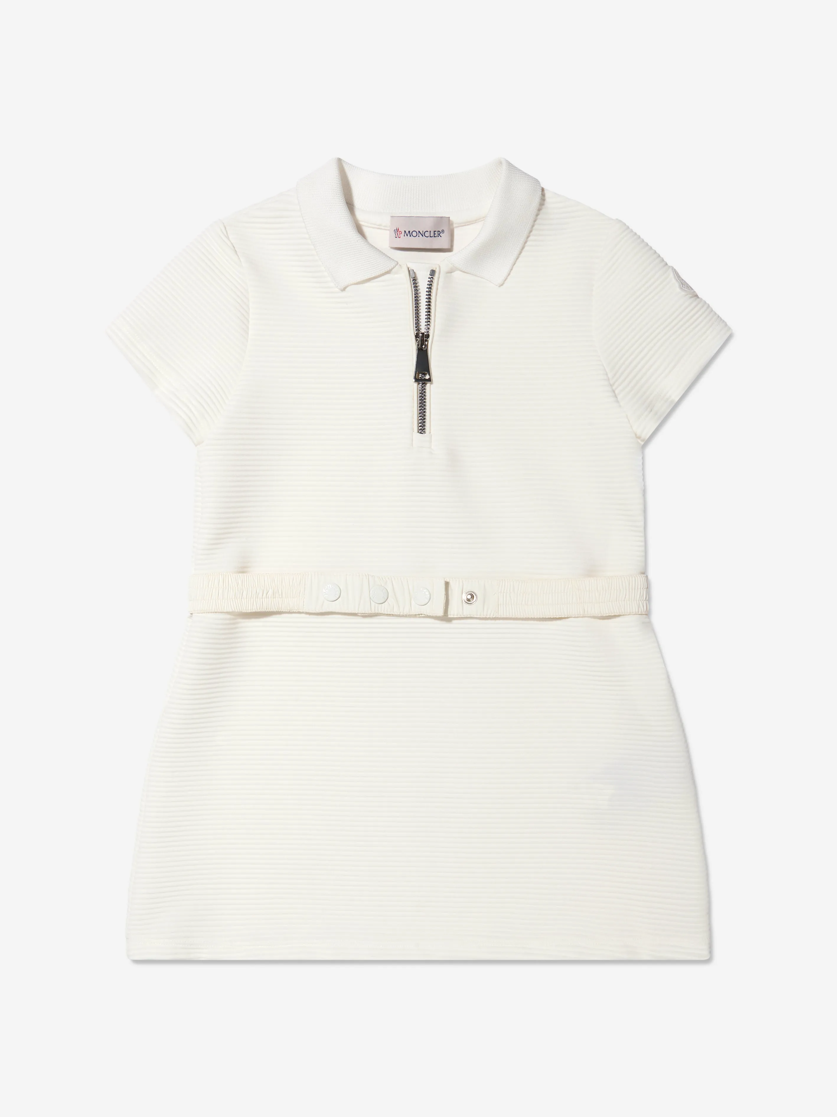Moncler Enfant Mädchen Polo-Kleid mit halbem Reißverschluss in Weiß