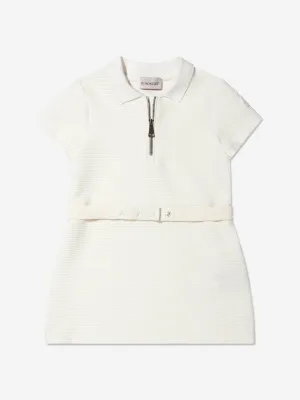 Moncler Enfant Mädchen Polo-Kleid mit halbem Reißverschluss in Weiß