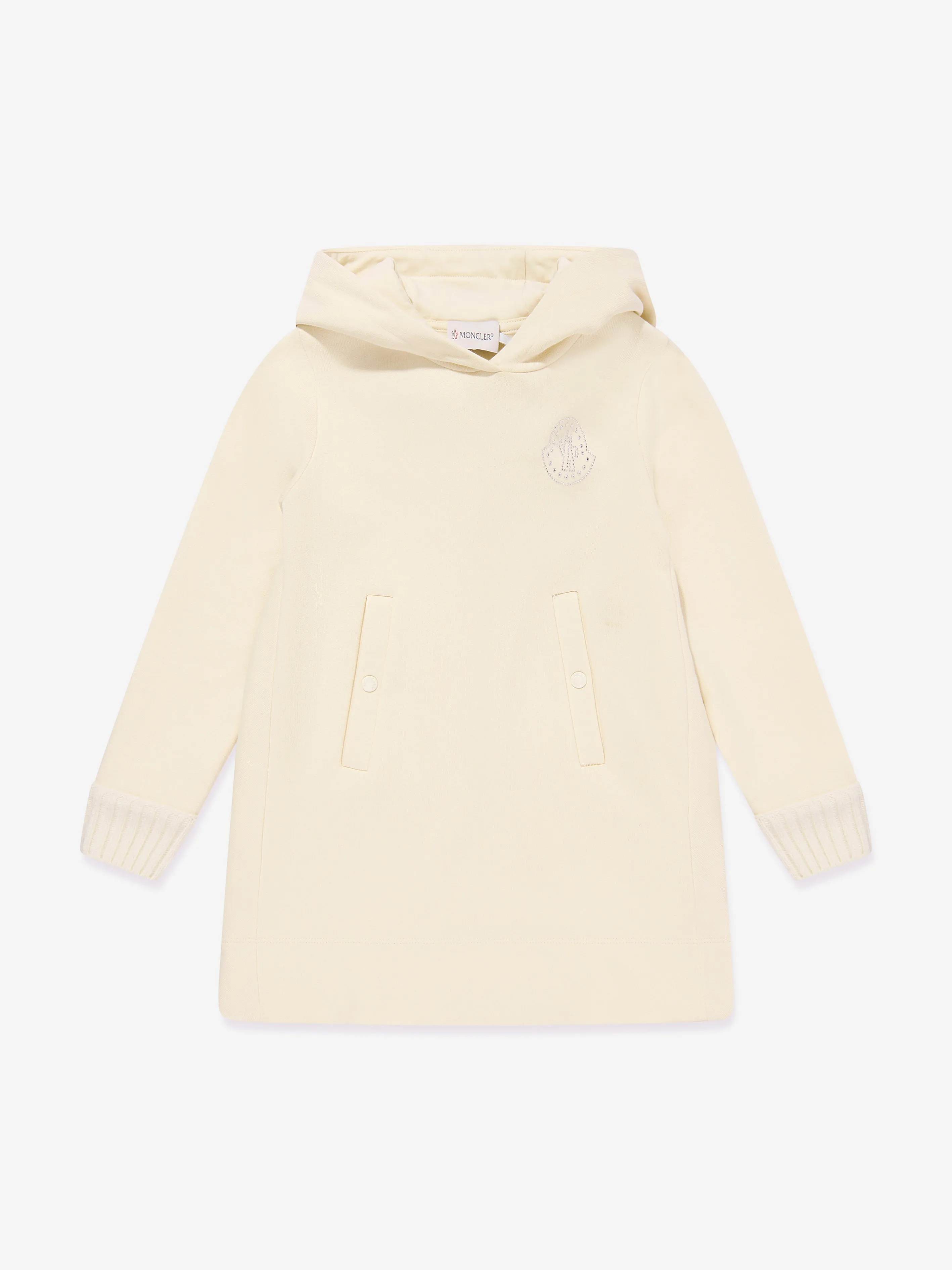 Moncler Enfant Mädchen Kapuzenpulloverkleid in Elfenbein