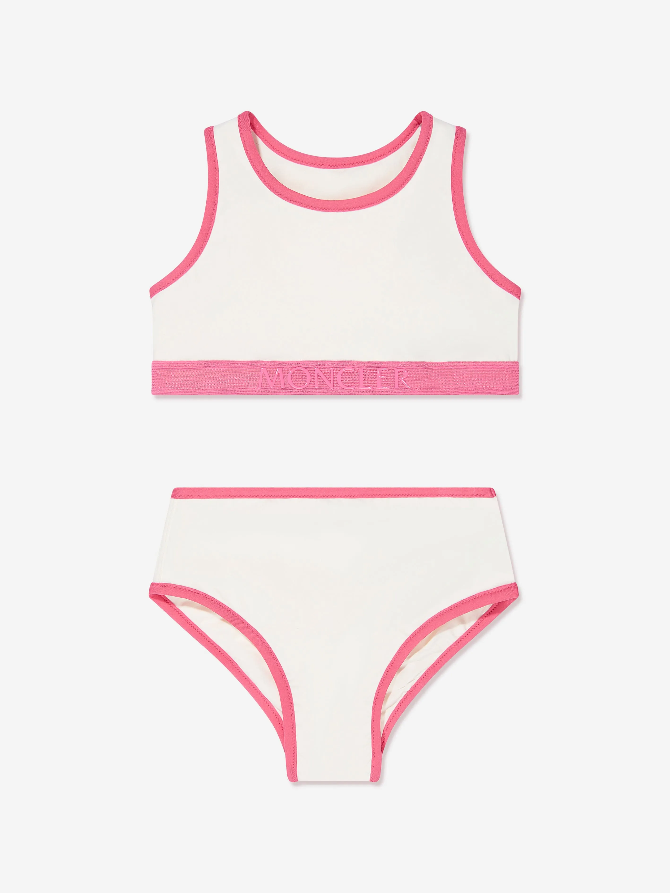 Moncler Enfant Mädchen Logo Bikini in Weiß