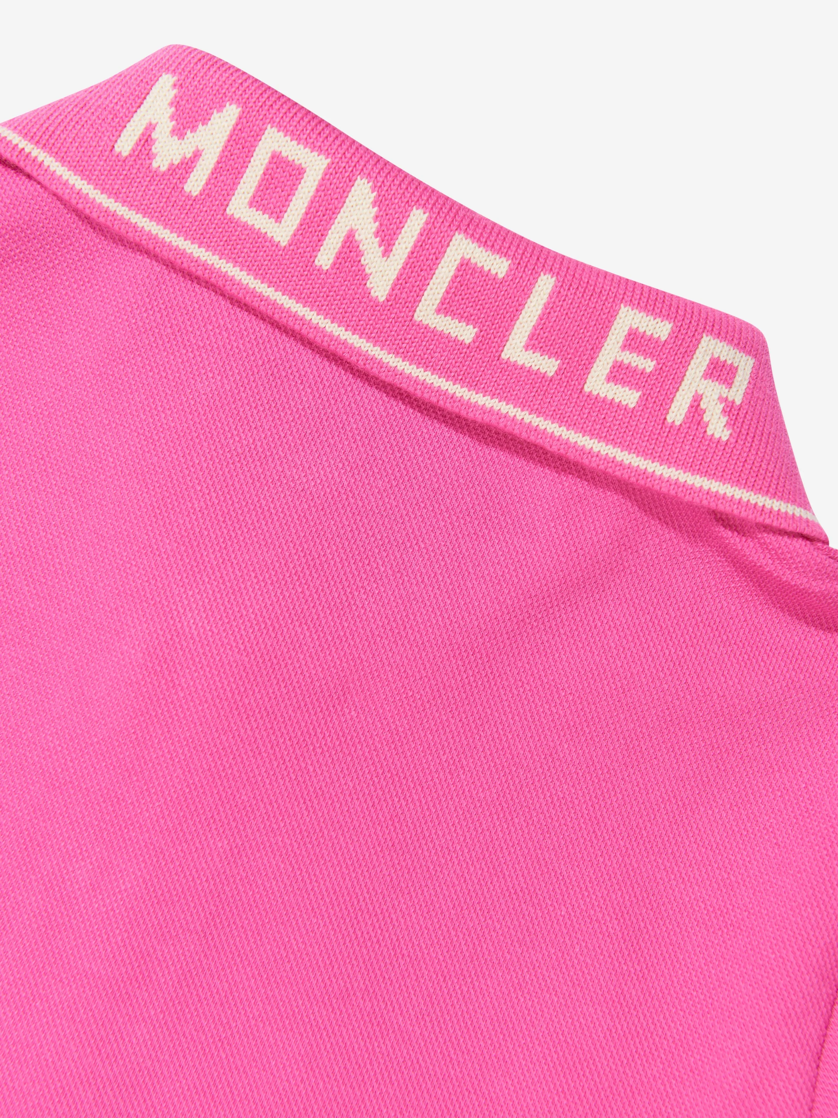 Moncler Enfant Mädchen Logo Polo-Shirt in Rosa