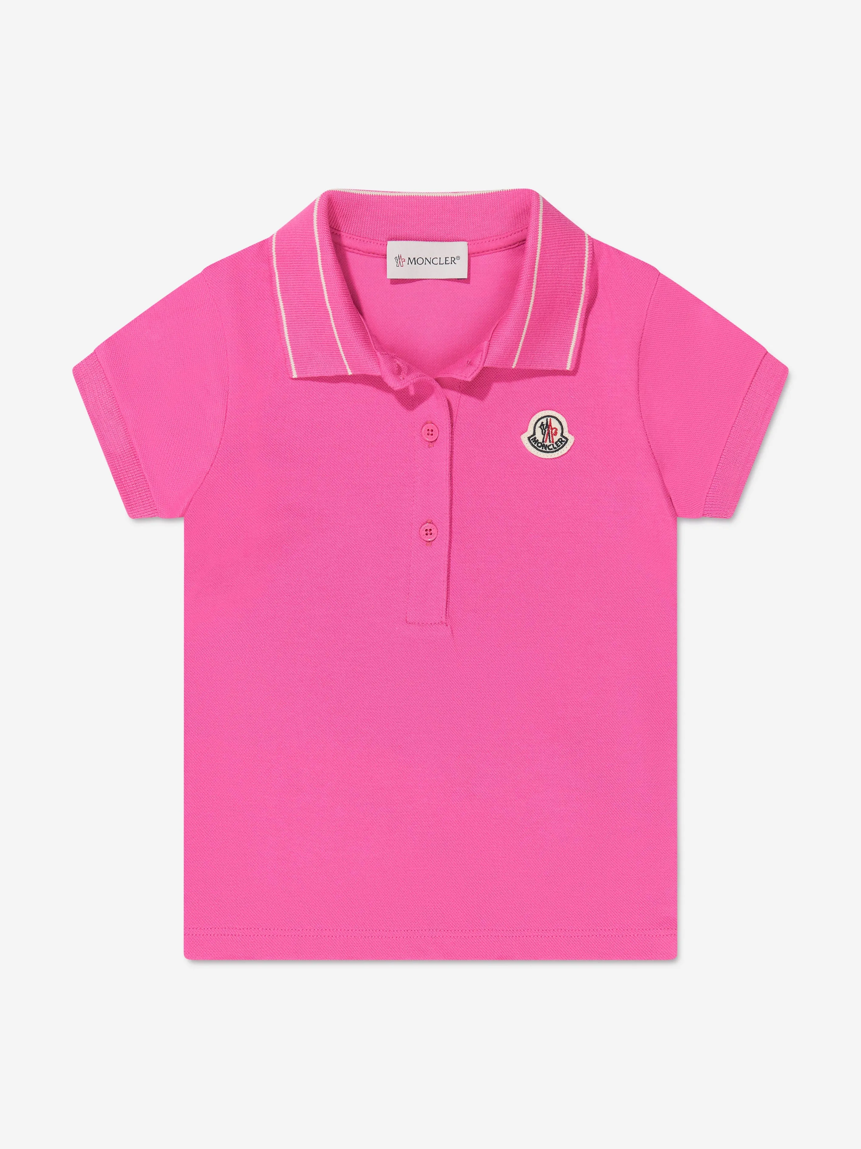 Moncler Enfant Mädchen Logo Polo-Shirt in Rosa