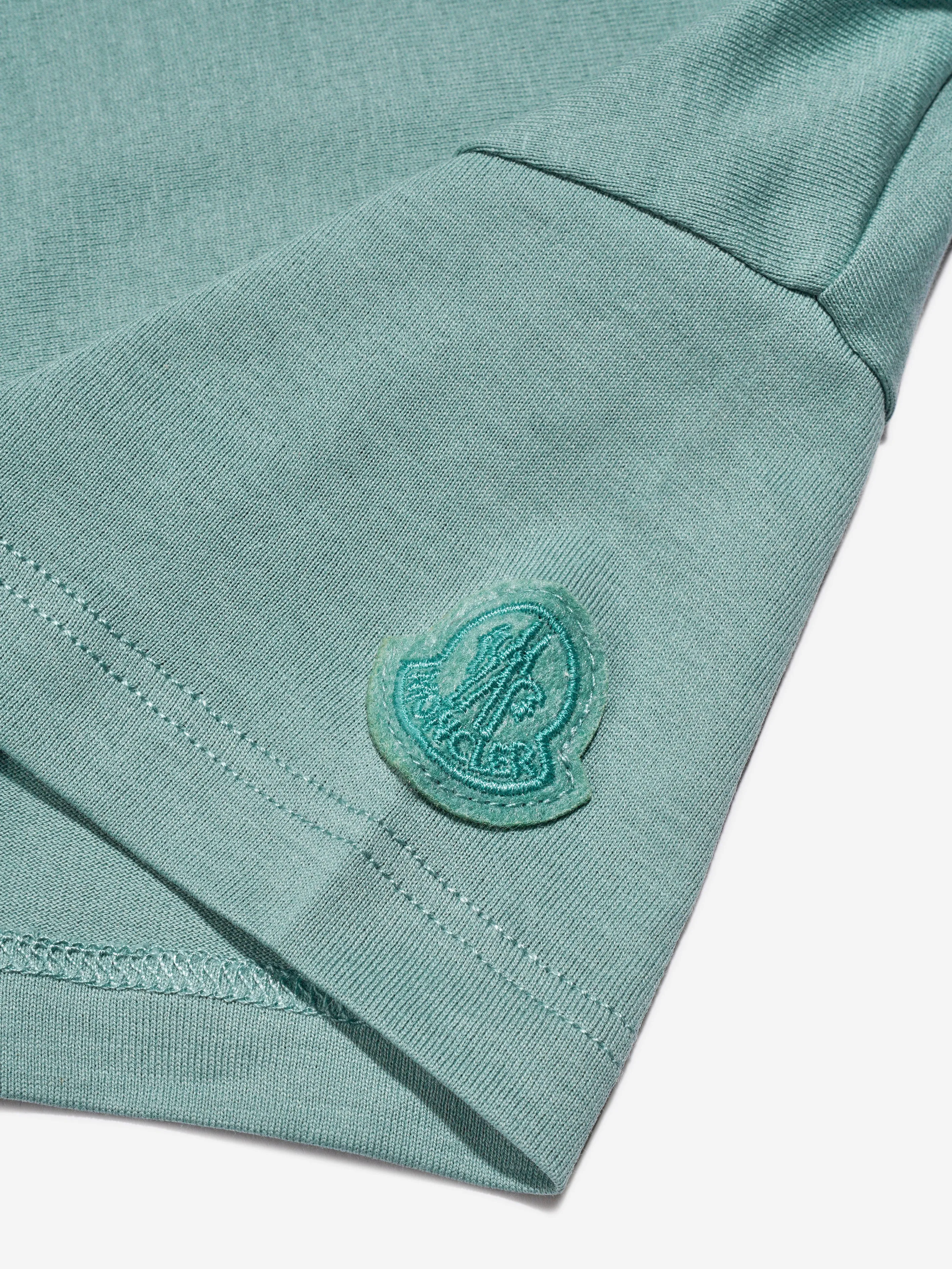 Moncler Enfant Mädchen Logo Print T-Shirt in Grün