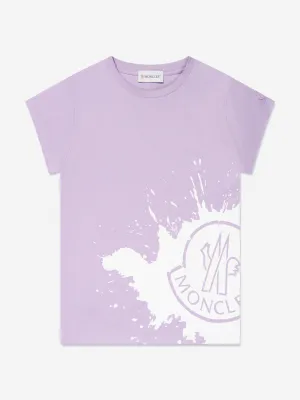Moncler Enfant Mädchen Logo Print T-Shirt in Lila