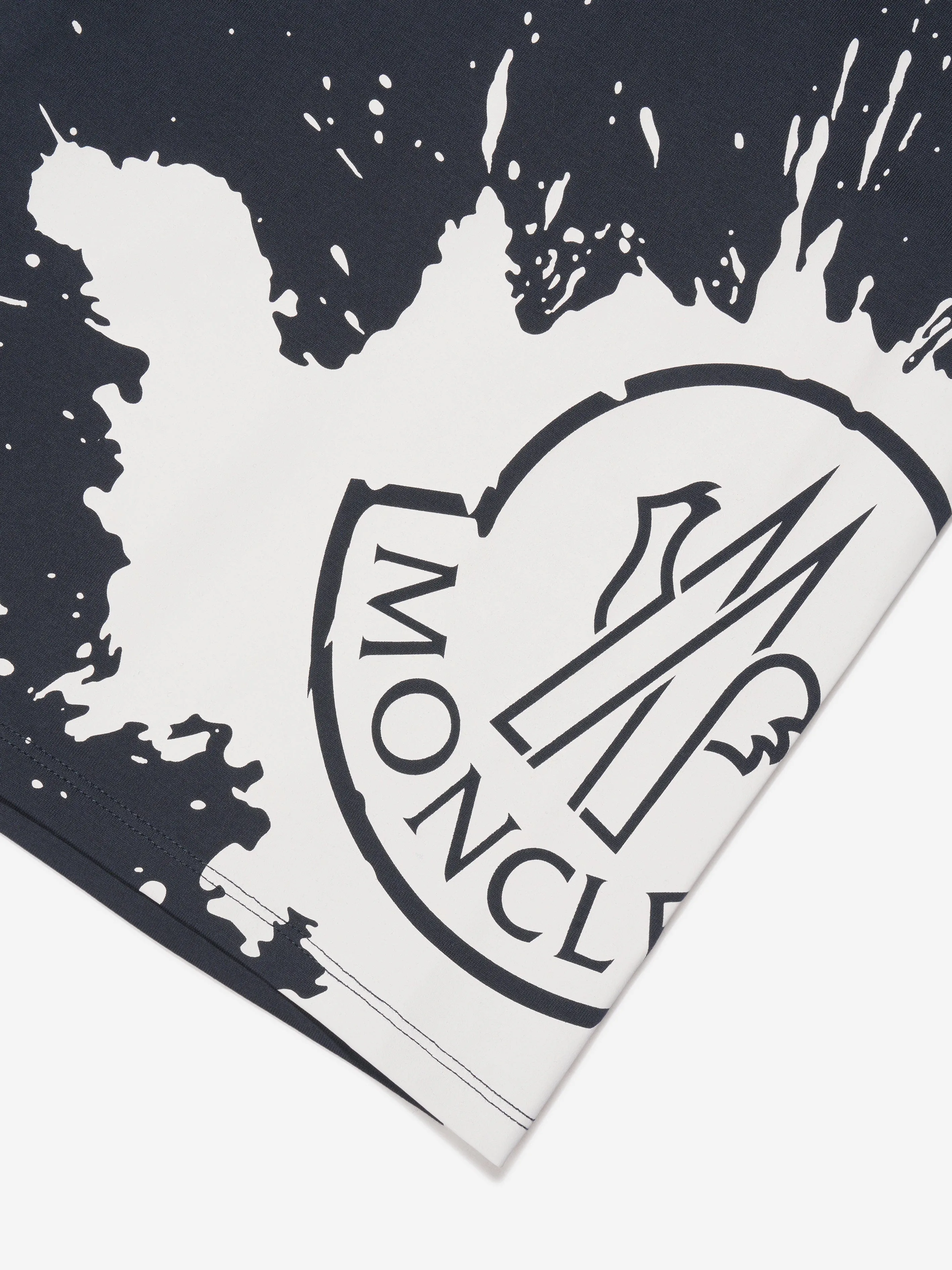 Moncler Enfant Mädchen Logo Print T-Shirt in Marineblau