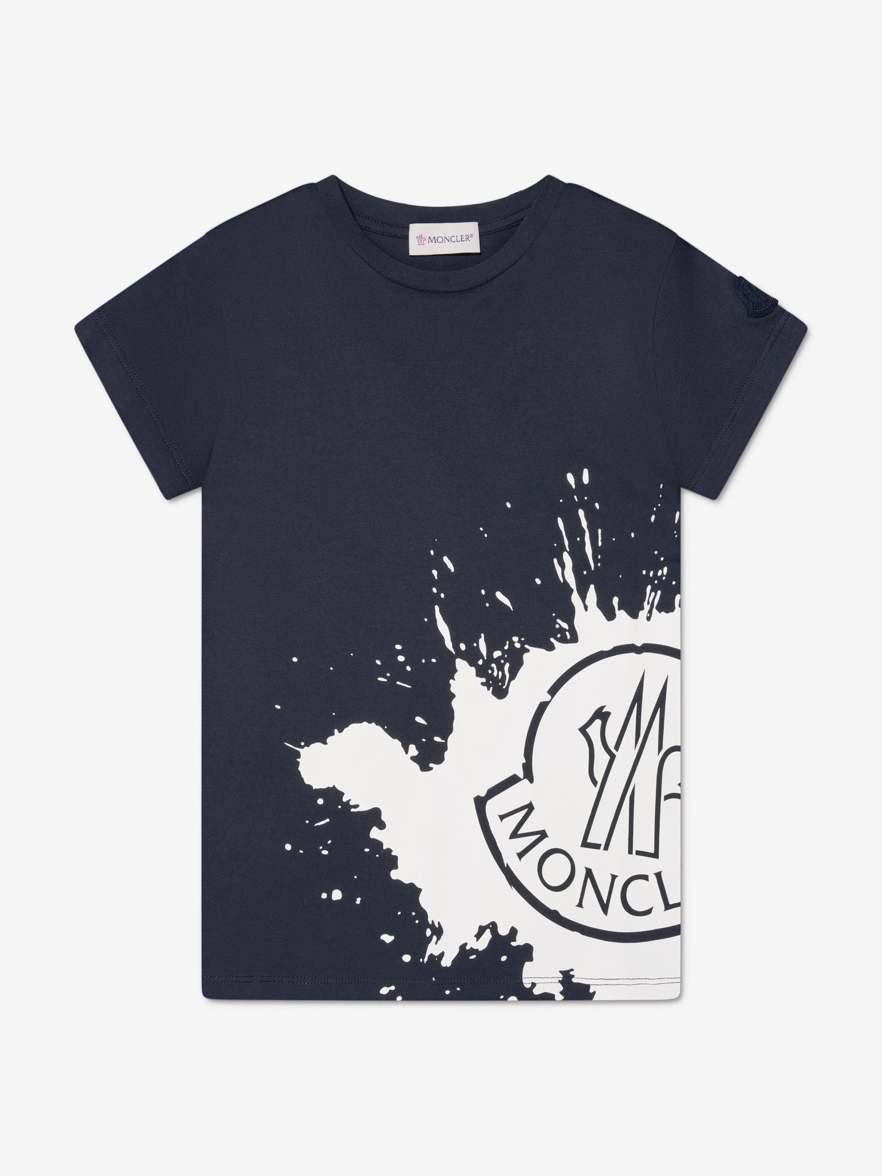 Moncler Enfant Mädchen Logo Print T-Shirt in Marineblau