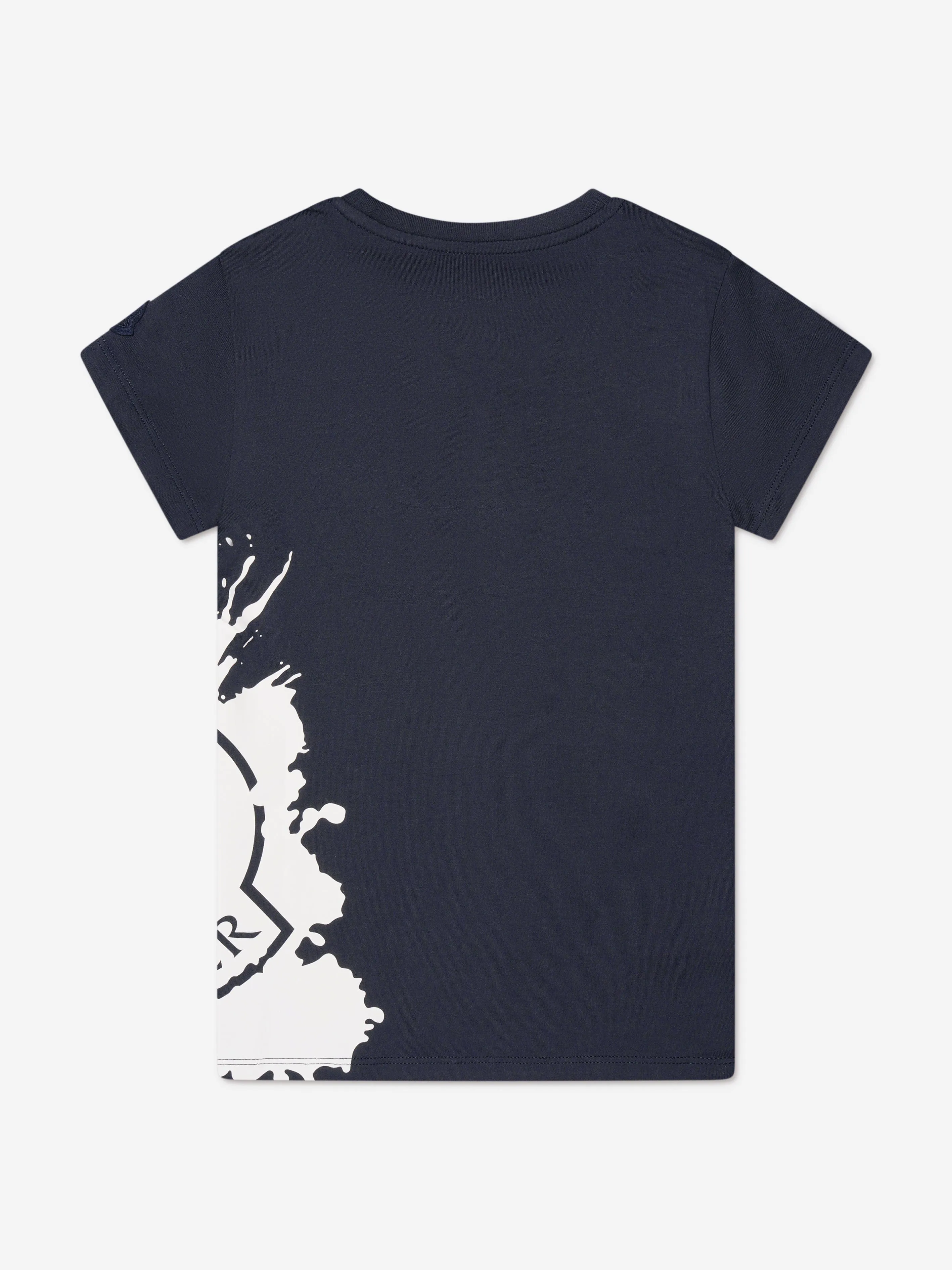 Moncler Enfant Mädchen Logo Print T-Shirt in Marineblau