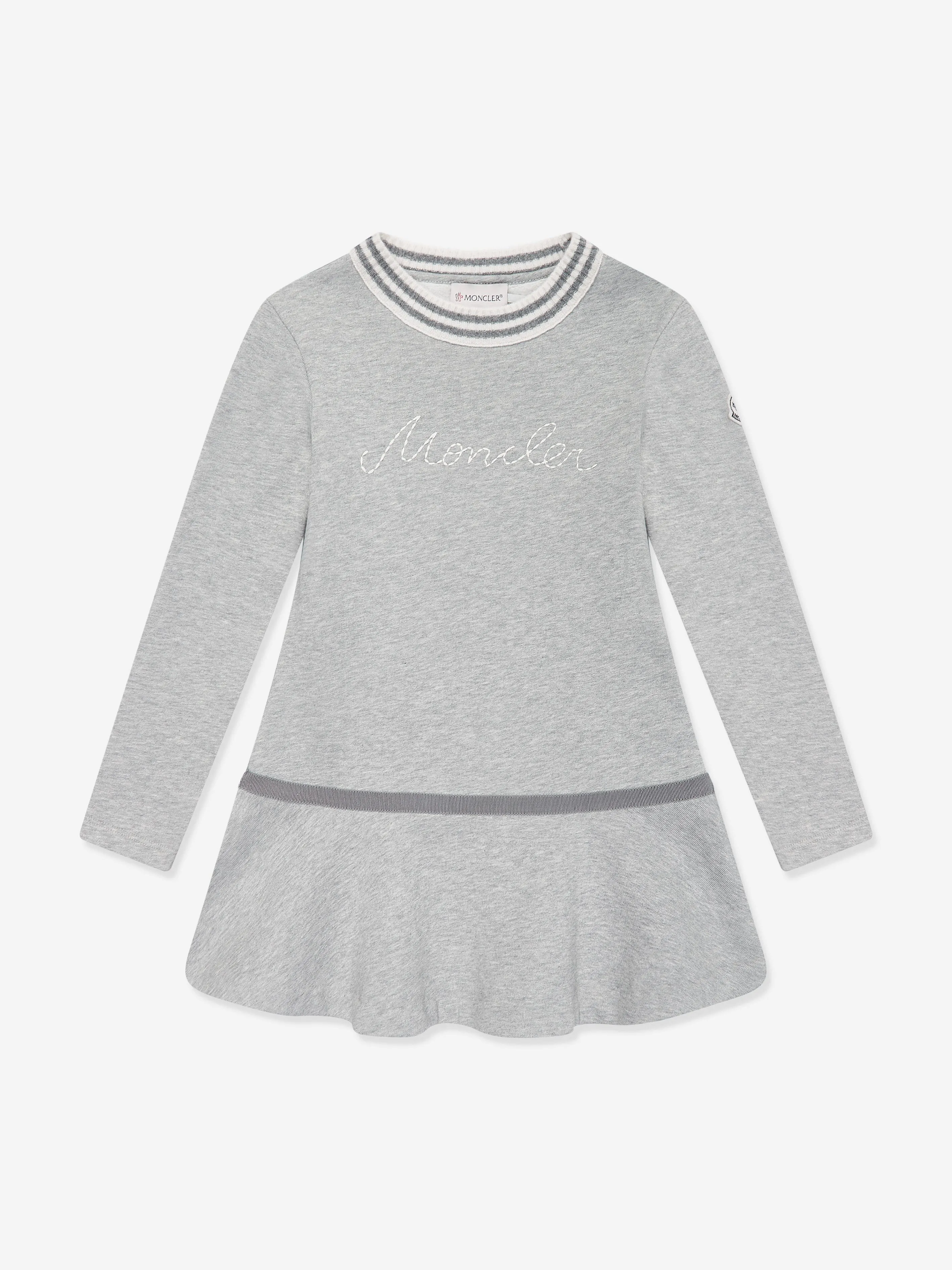 Moncler Enfant Mädchen Logo Strickkleid in Grau