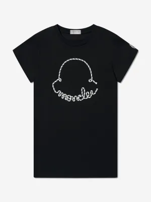 Moncler Enfant Mädchen Logo T-Shirt-Kleid in Schwarz