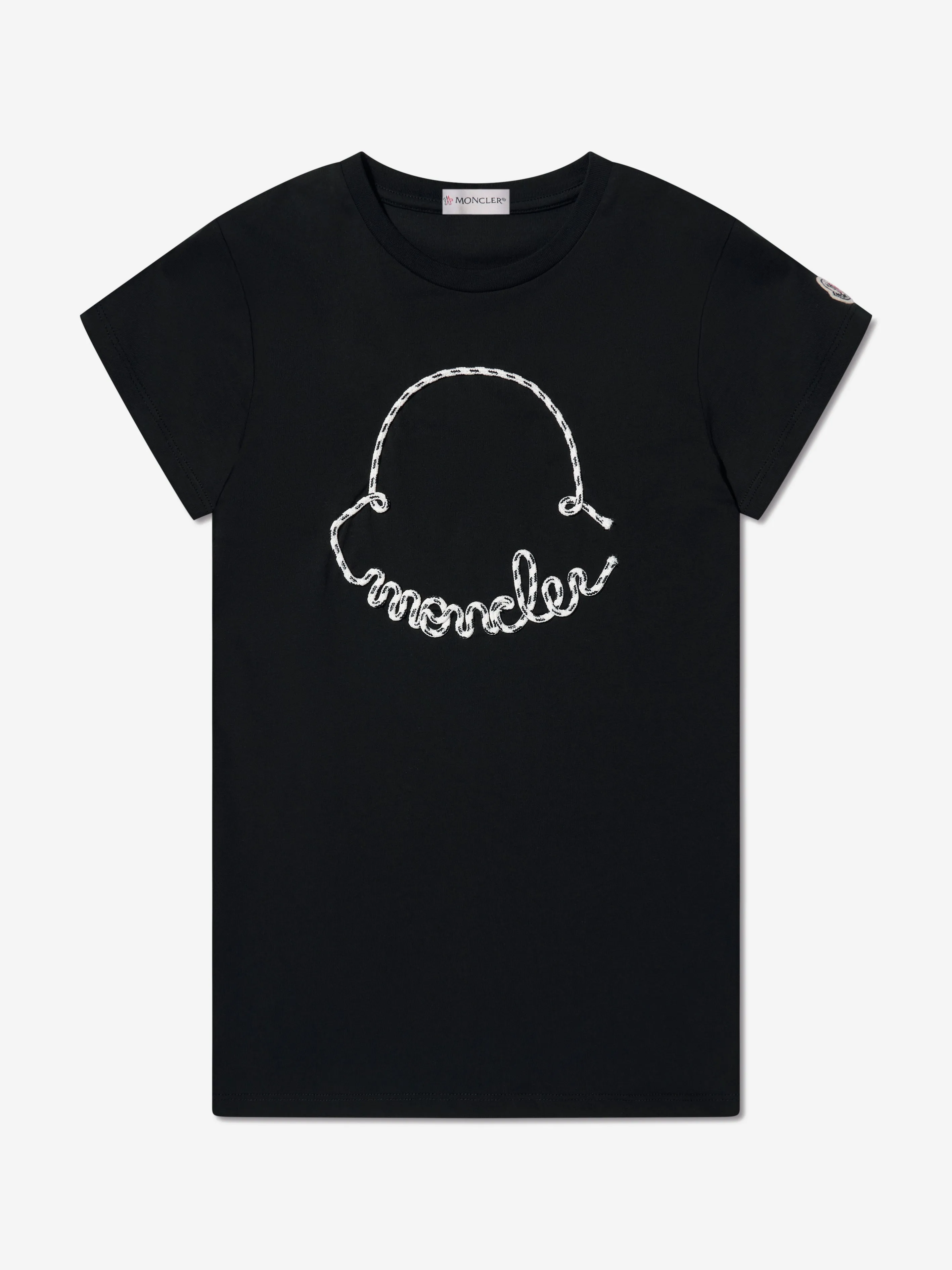 Moncler Enfant Mädchen Logo T-Shirt-Kleid in Schwarz