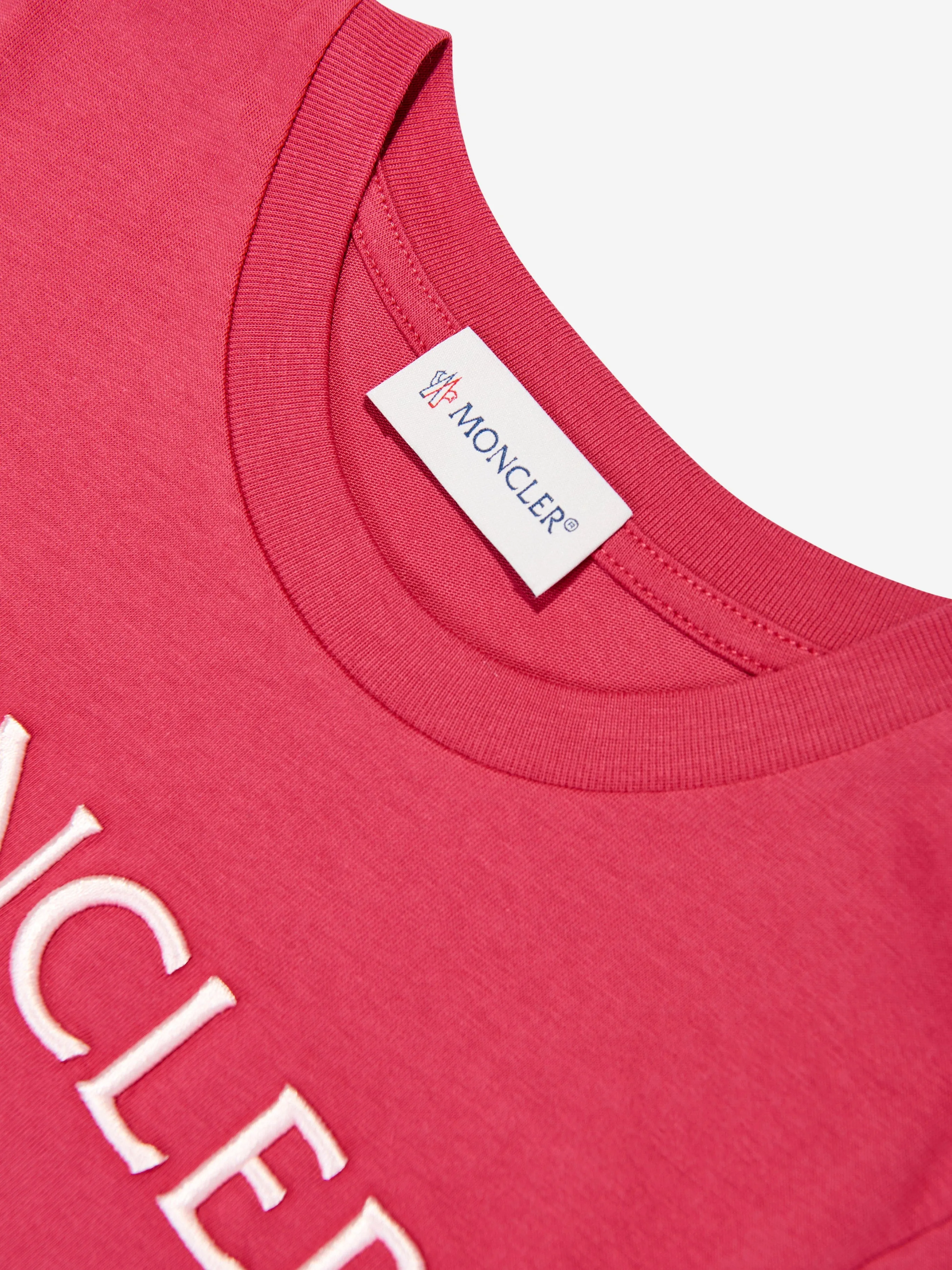 Moncler Enfant Mädchen Logo T-Shirt in Rot