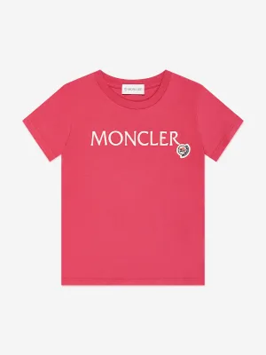 Moncler Enfant Mädchen Logo T-Shirt in Rot