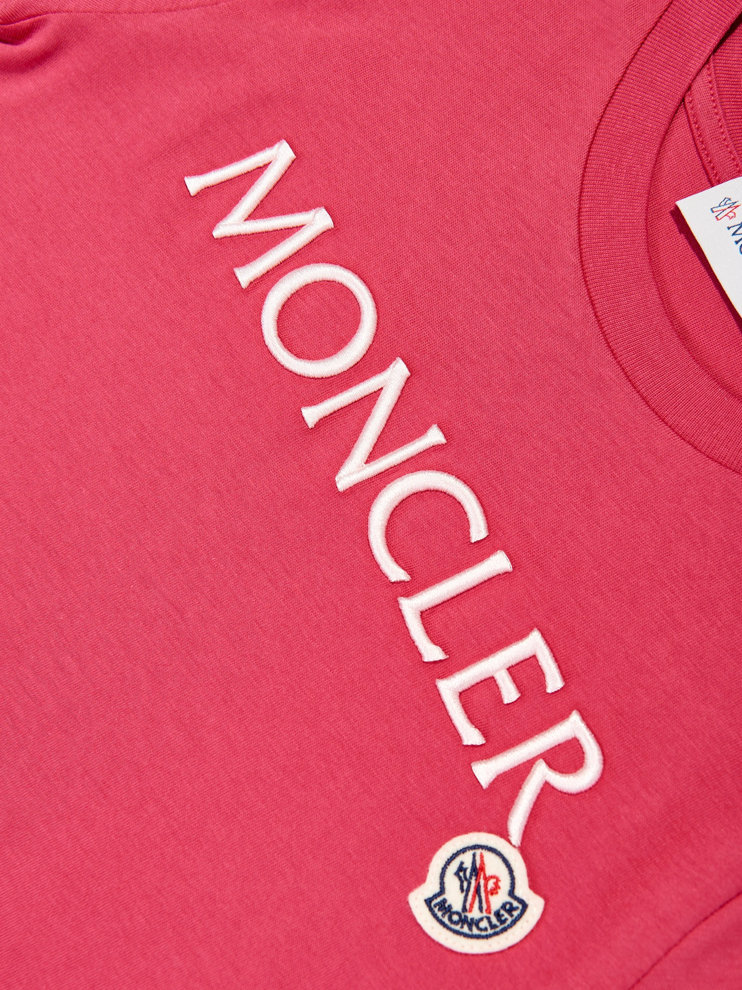 Moncler Enfant Mädchen Logo T-Shirt in Rot