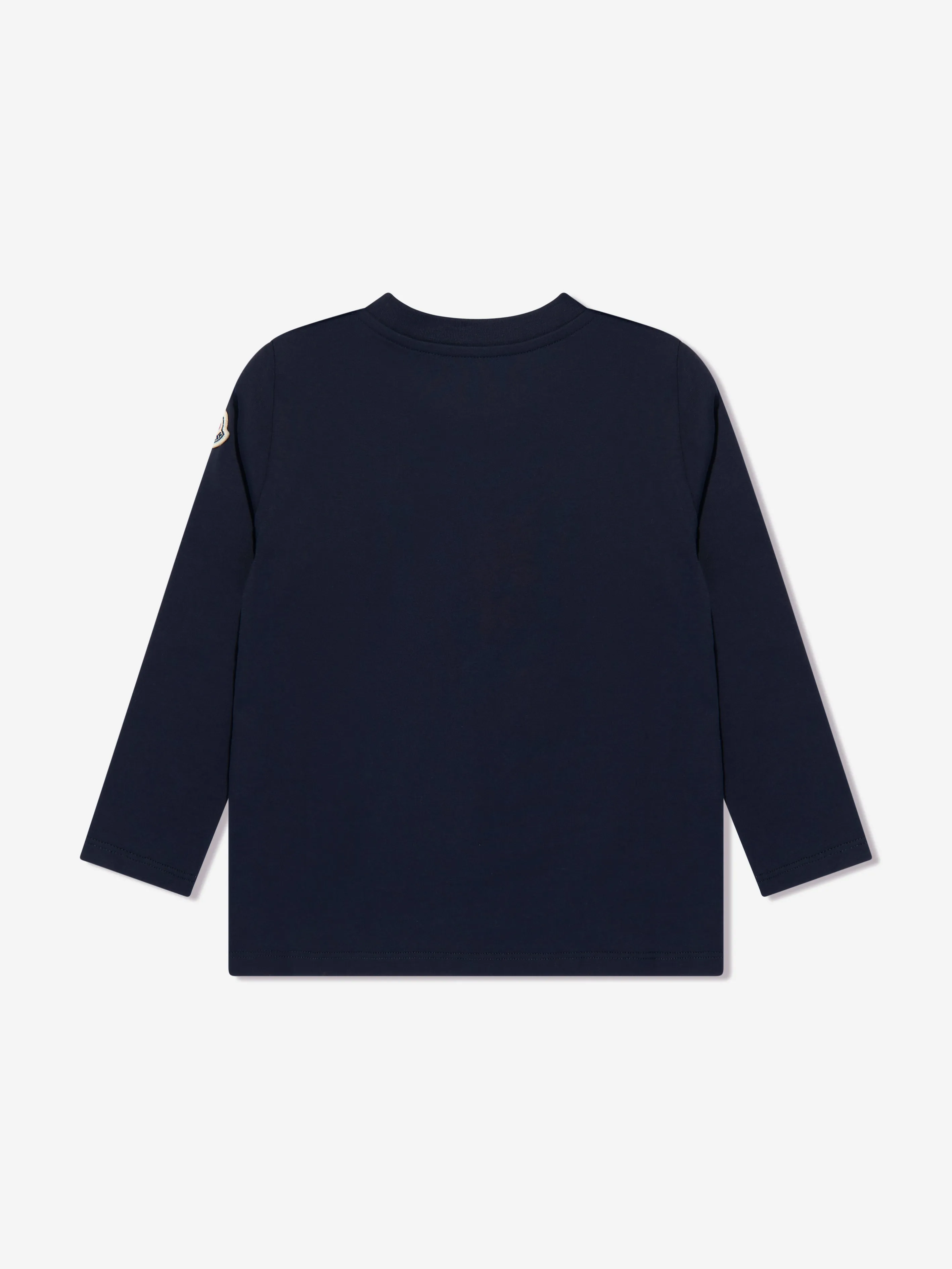 Moncler Enfant Mädchen Langarm Logo T-Shirt in Marineblau
