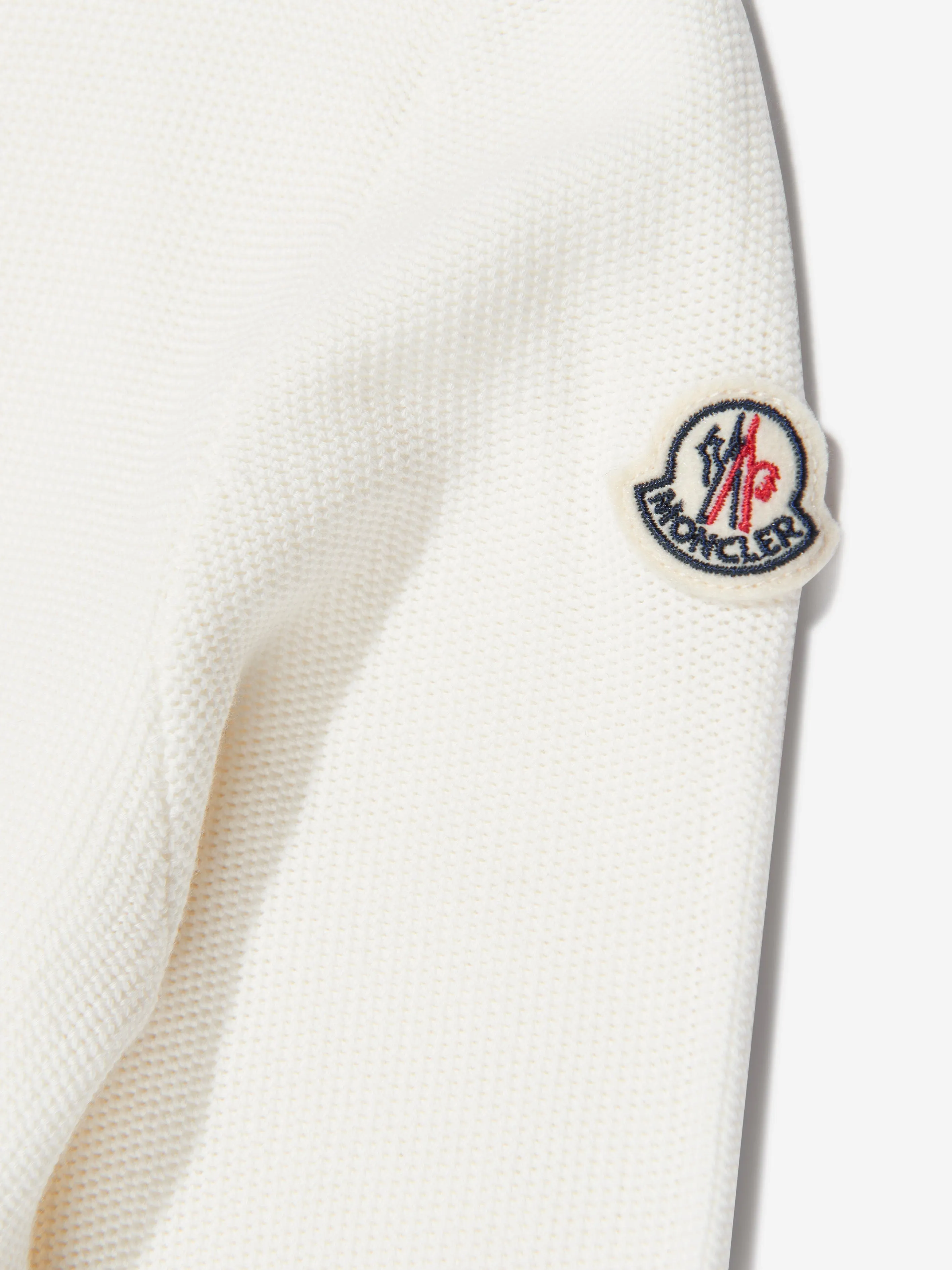 Moncler Enfant Mädchen Langarm Polo-Kleid in Weiß