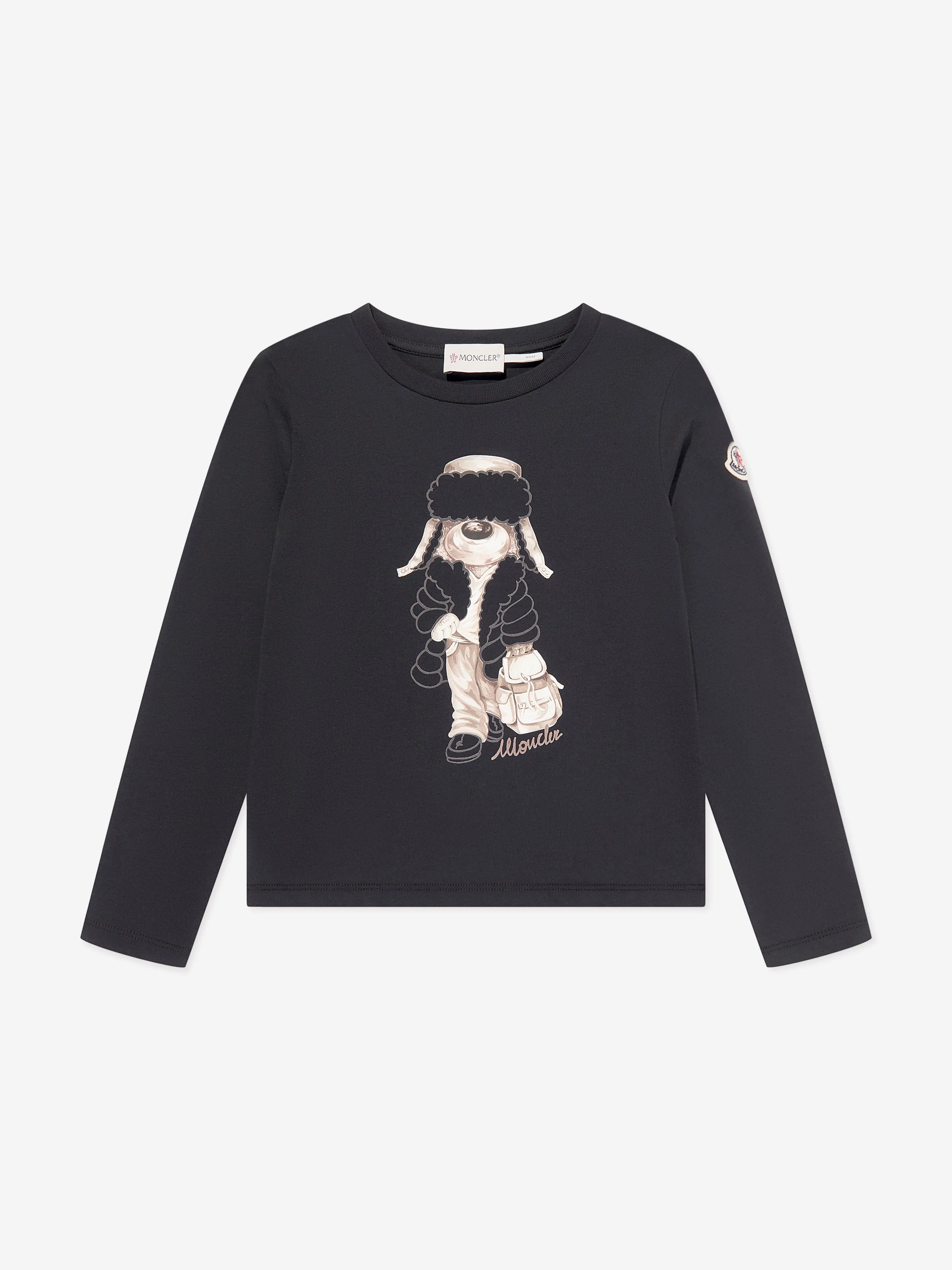 Moncler Enfant Mädchen Langarm T-Shirt in Schwarz