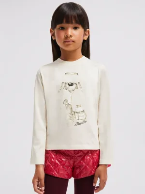 Moncler Enfant Mädchen Langarm-T-Shirt in Elfenbein
